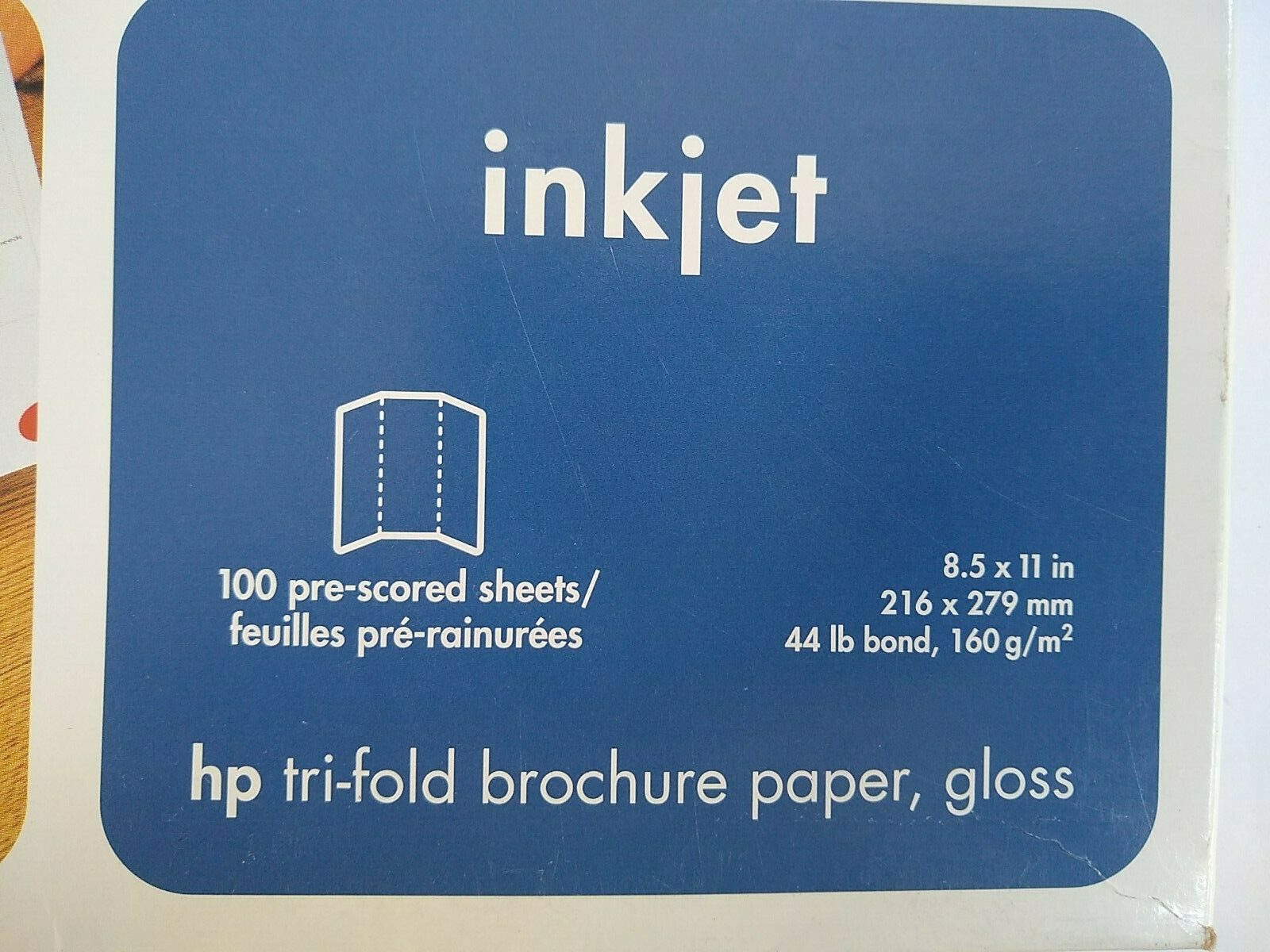 HP Tri-fold Glossy Brochure Paper Inkjet 100 Sheet 8.5×11 44lb Bond