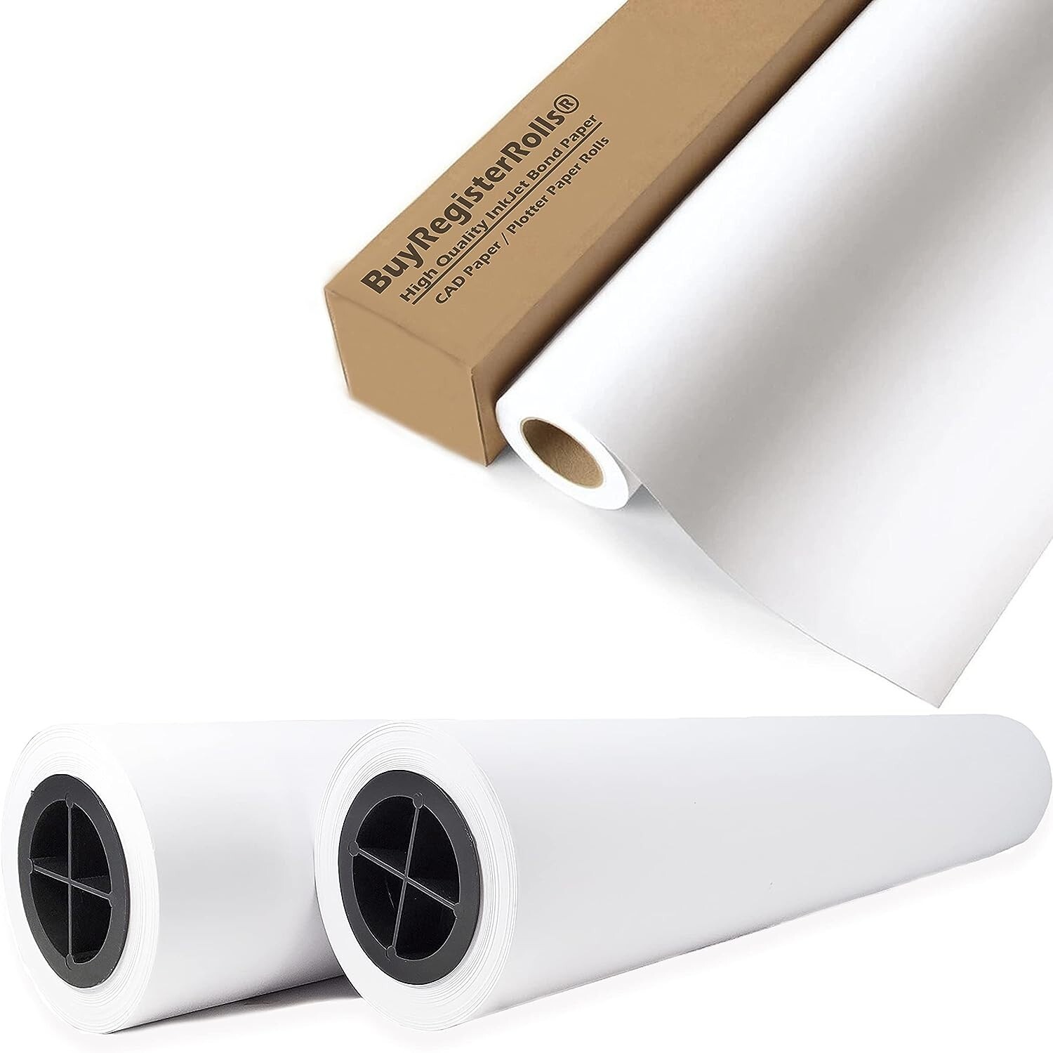 36” x 150′- 4 ROLLS – 24 lbs GIS PLOTTER PAPER CAD WIDE FORMAT BOND PAPER ROLLS