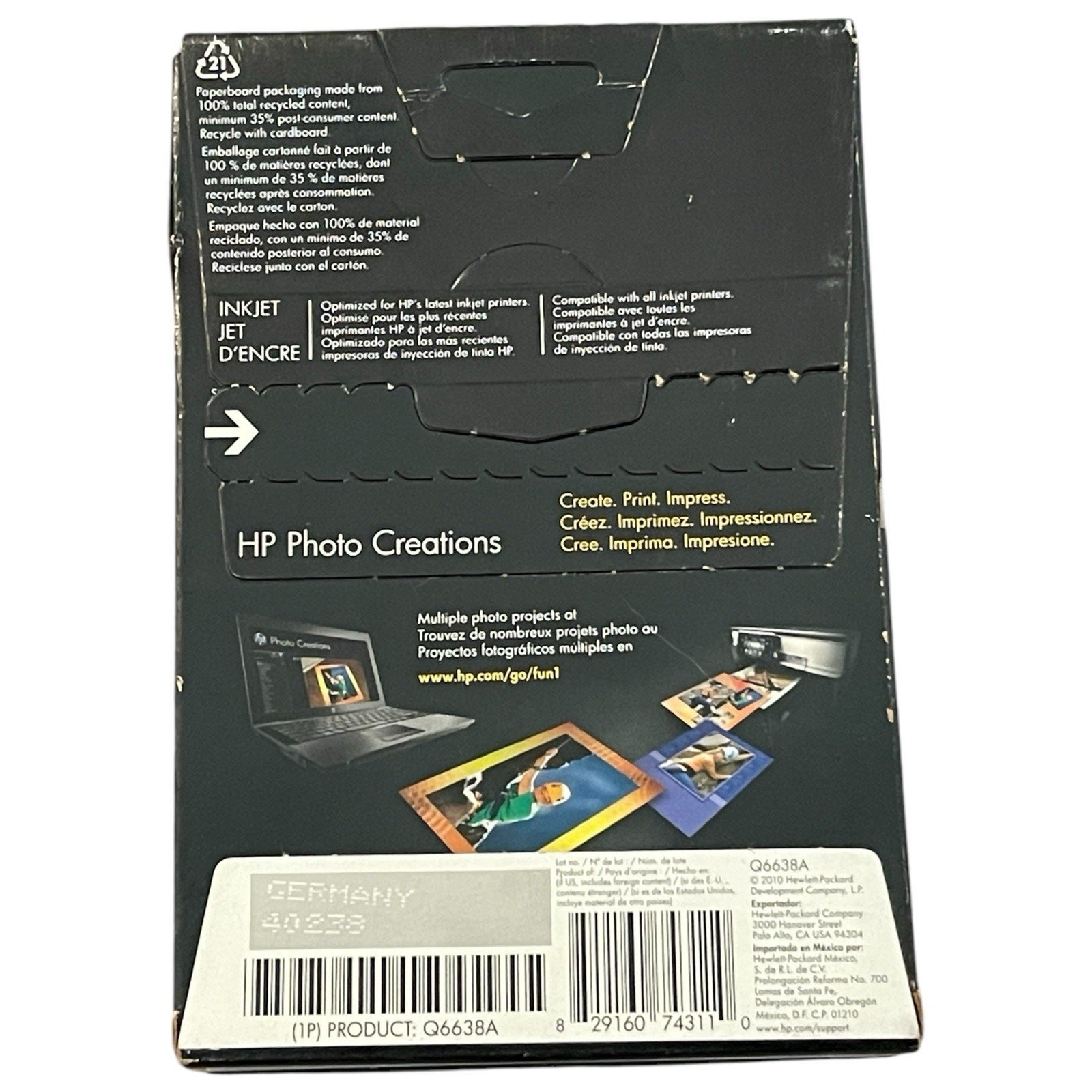 Lot 2 NEW Hewlett Packard Q6638A 4 x 6 inch Glossy Printer Paper – 100 Sheets