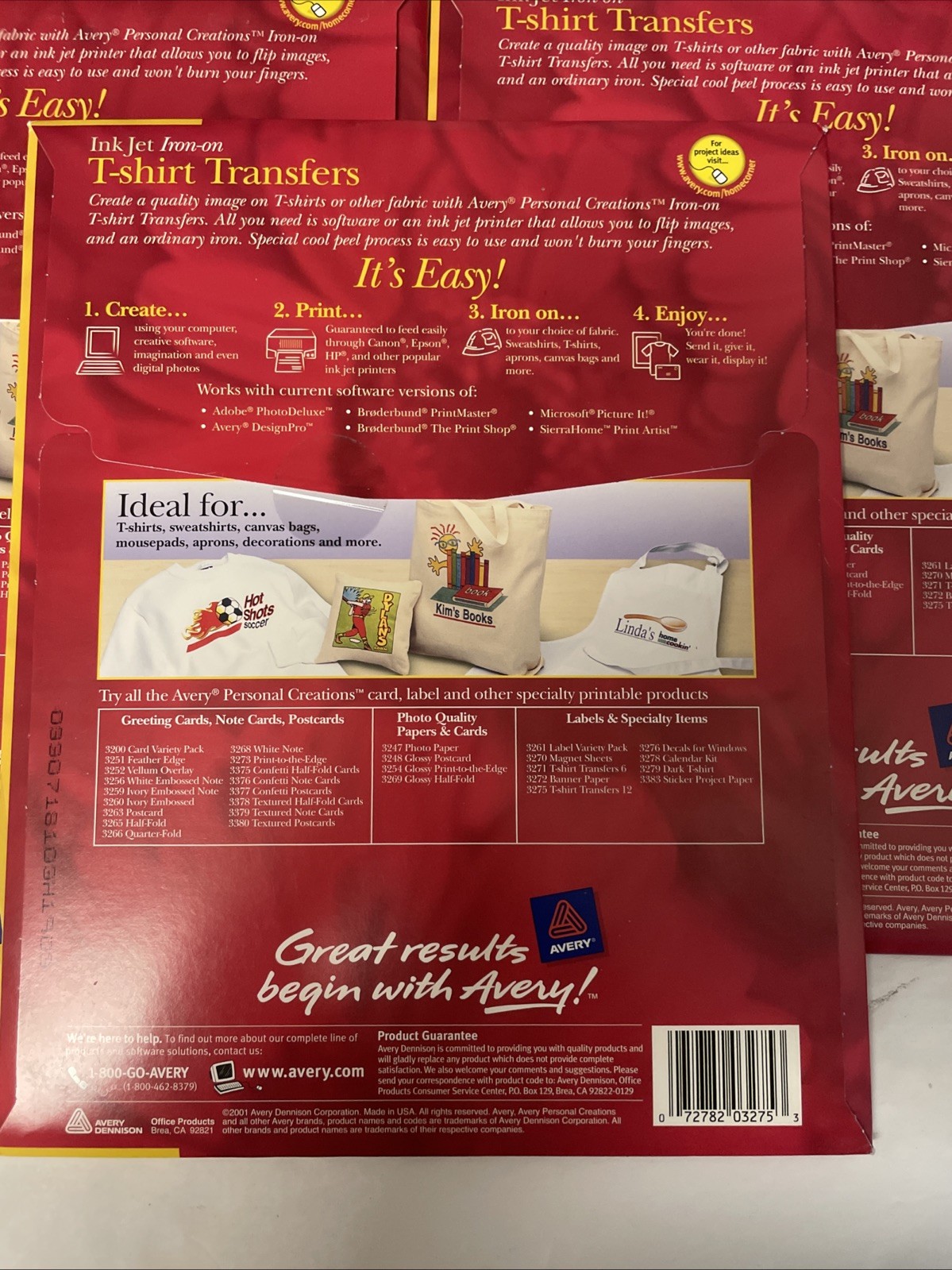 Avery Transfers T-shirt Iron-On Inkjet Printer 3275 8.5″x 11″ 35 Sheets