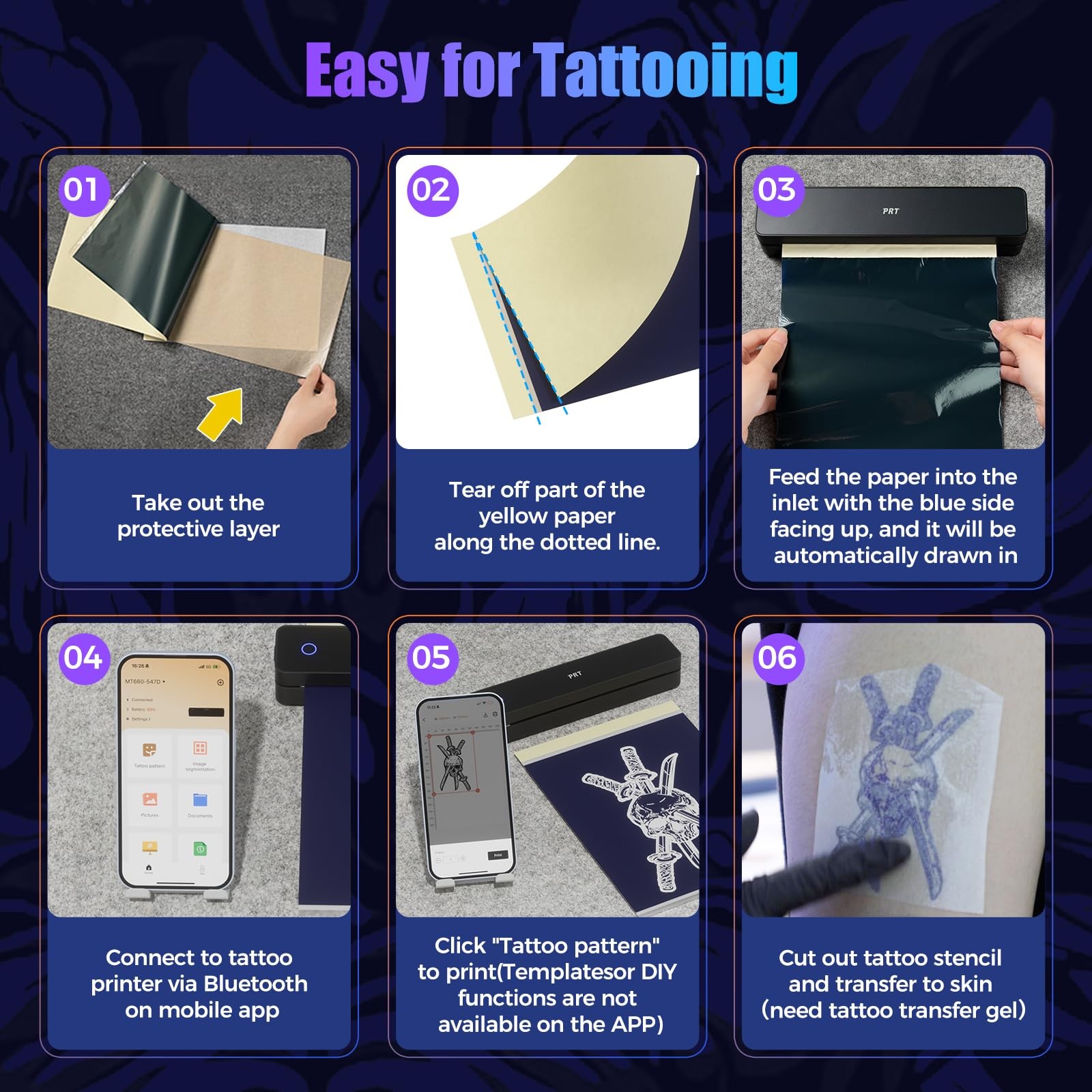 Tattoo Transfer Paper, 100 Sheets Tattoo Stencils Transfer Paper for Tattoo Un…