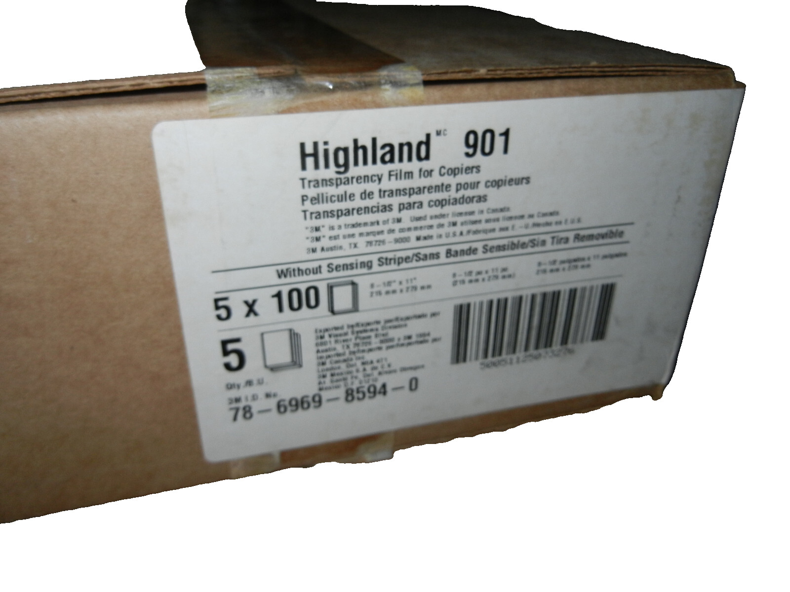 5 Lot HIGHLAND 901 Transparency Film For Copiers – 100 Sheets per box NEW!