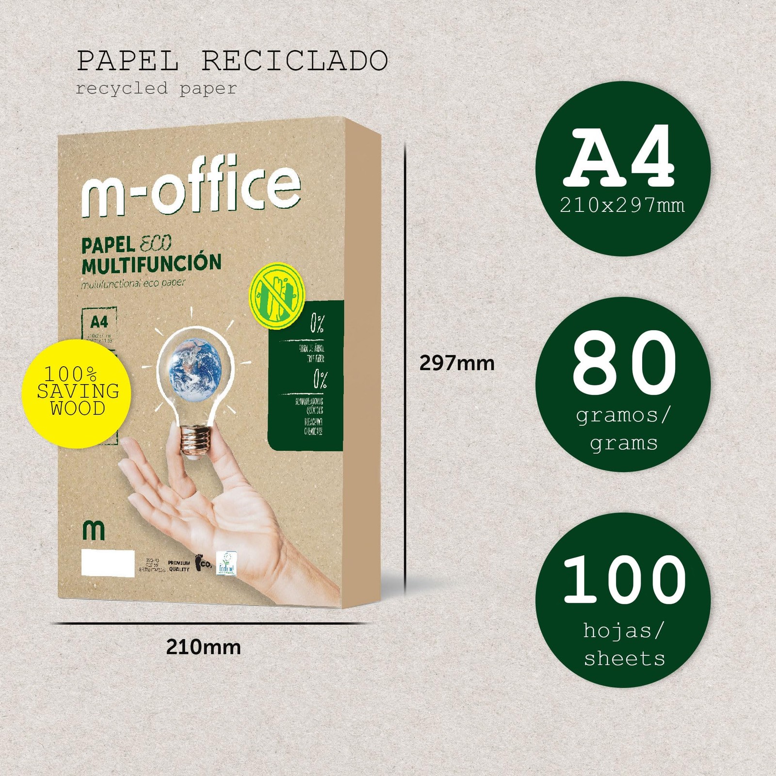 Recycled Paper, A4, 80g, Paper for Copiers and Printers, 1 Pack of…
