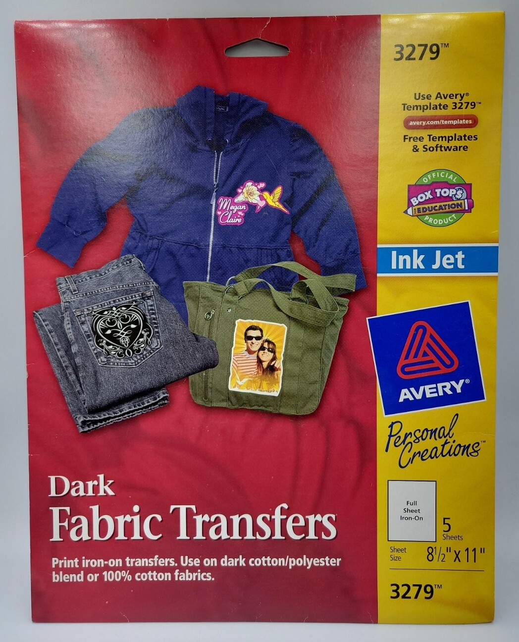 Avery Personal Creations 3279 Ink Jet Dark Fabric Transfers. New