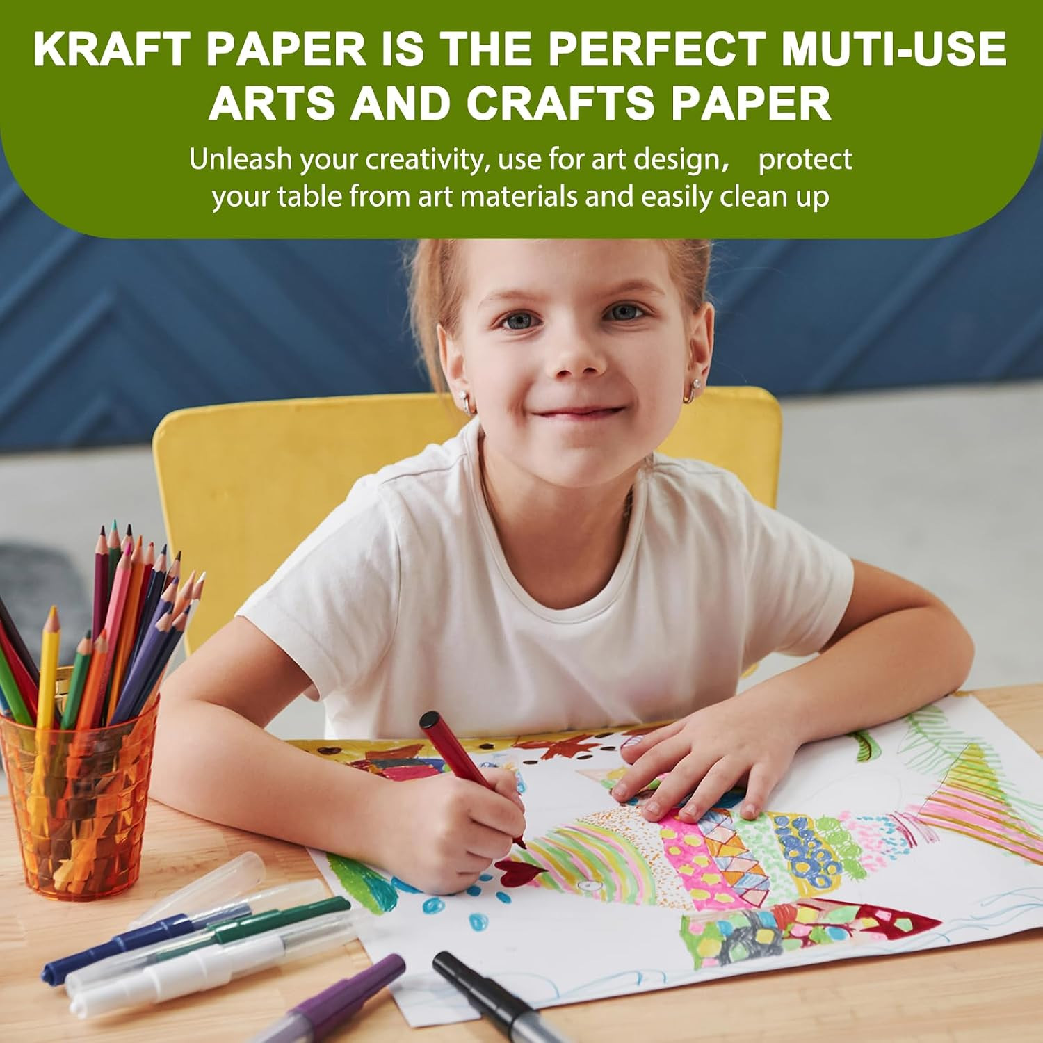 36″ X 1,200″(100′) White Kraft Paper Roll Banner Paper Craft Paper | 80GSM 55LB