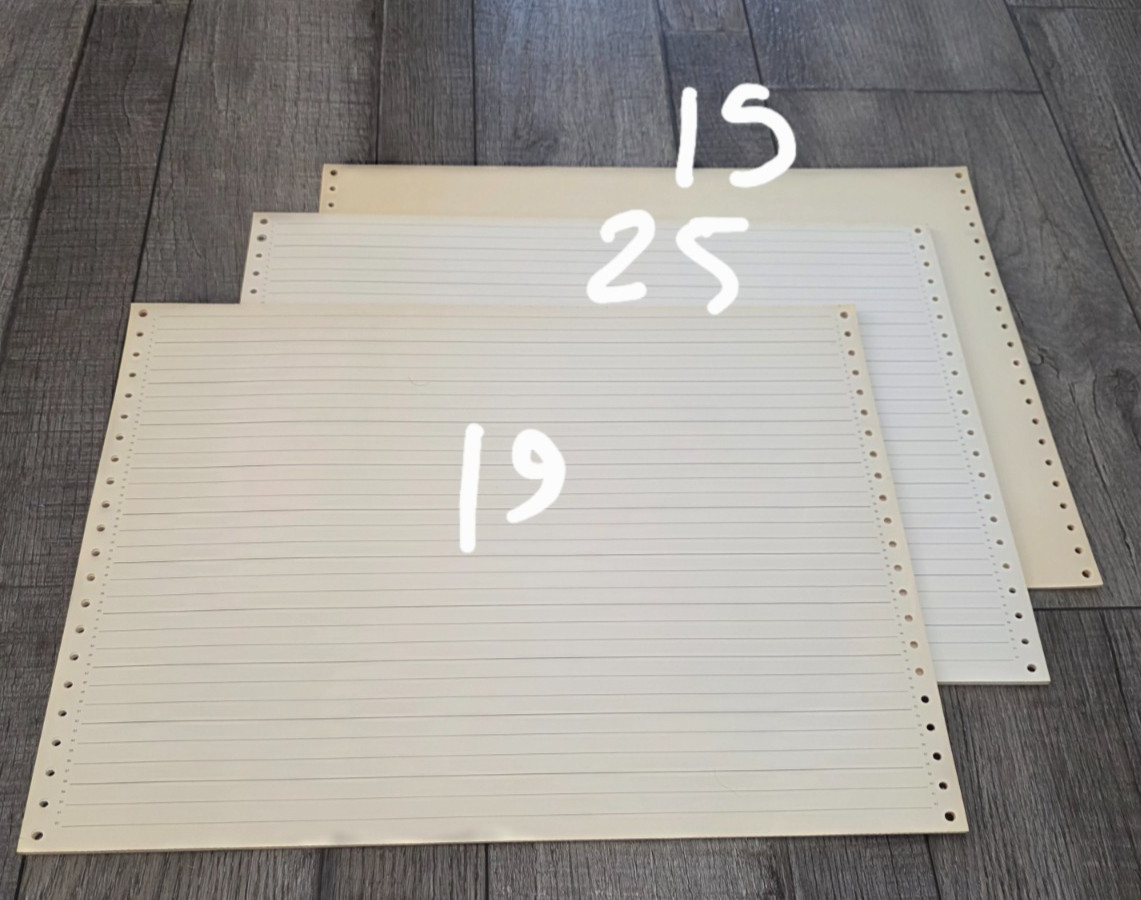 VTG Lined Dot Matrix Tractor Feed Paper LOT 14-7/8 x 11 Inches 59 total sheets
