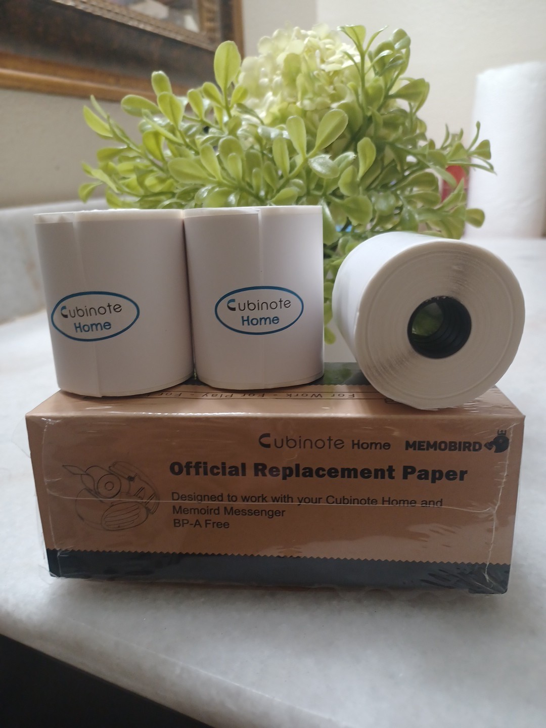3 Rolls Cubinote Memoird Messenger Printer Replacement Paper White Adhesive