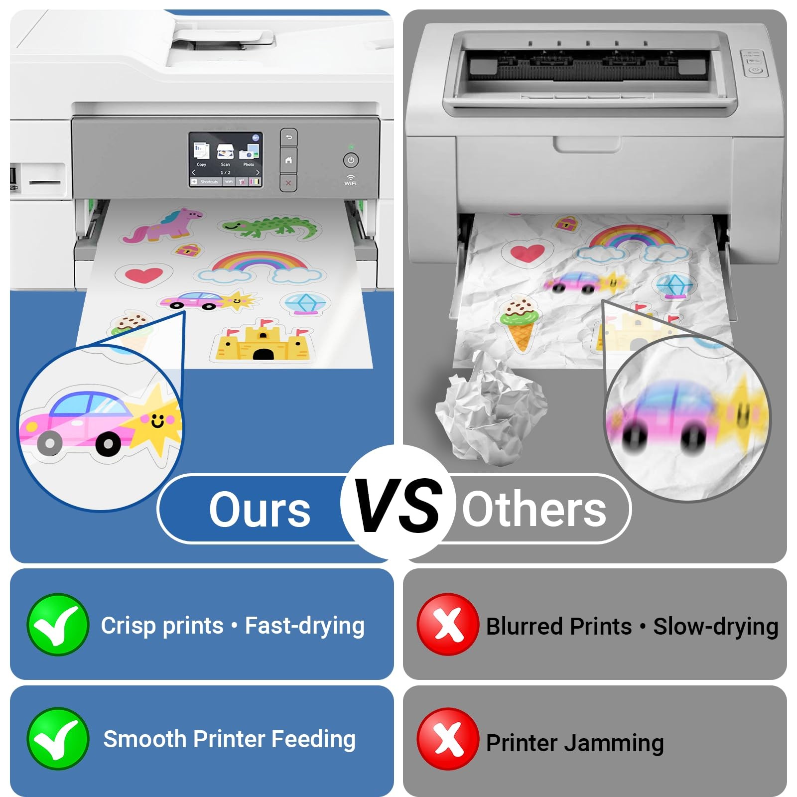 18 Sheets Sticker Paper for Self Printing A4, Glossy White Waterproof Bedr…