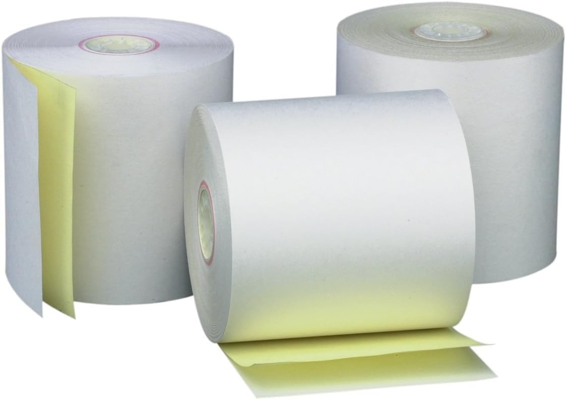 (50 Rolls) 3” x 95′ White/Canary 2 Ply 3″ x White/Yellow (2-Ply), white