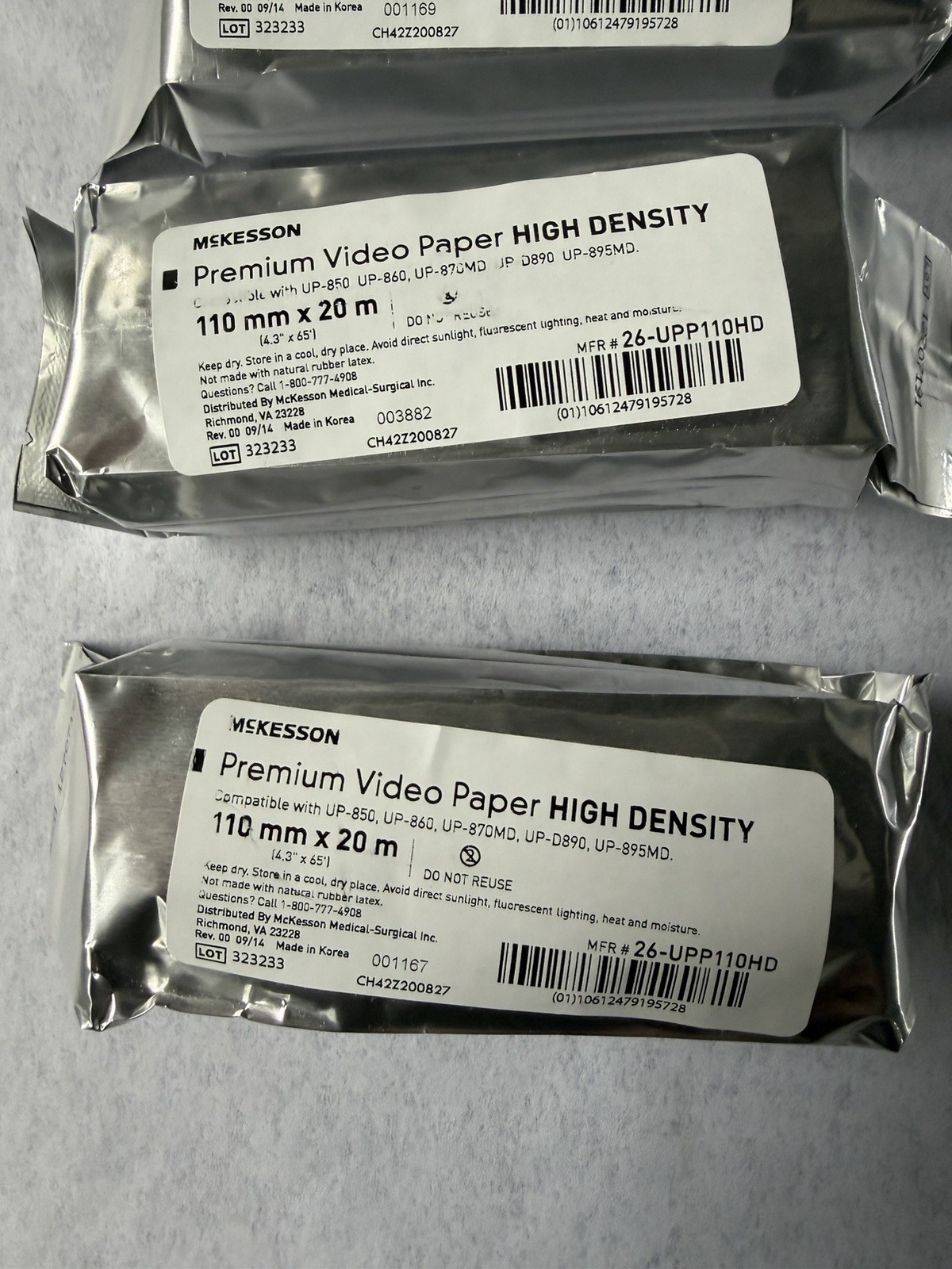 McKesson Premium Video Paper – High Density 110 mm X 20 m Sealed Roll 26UPP110HD