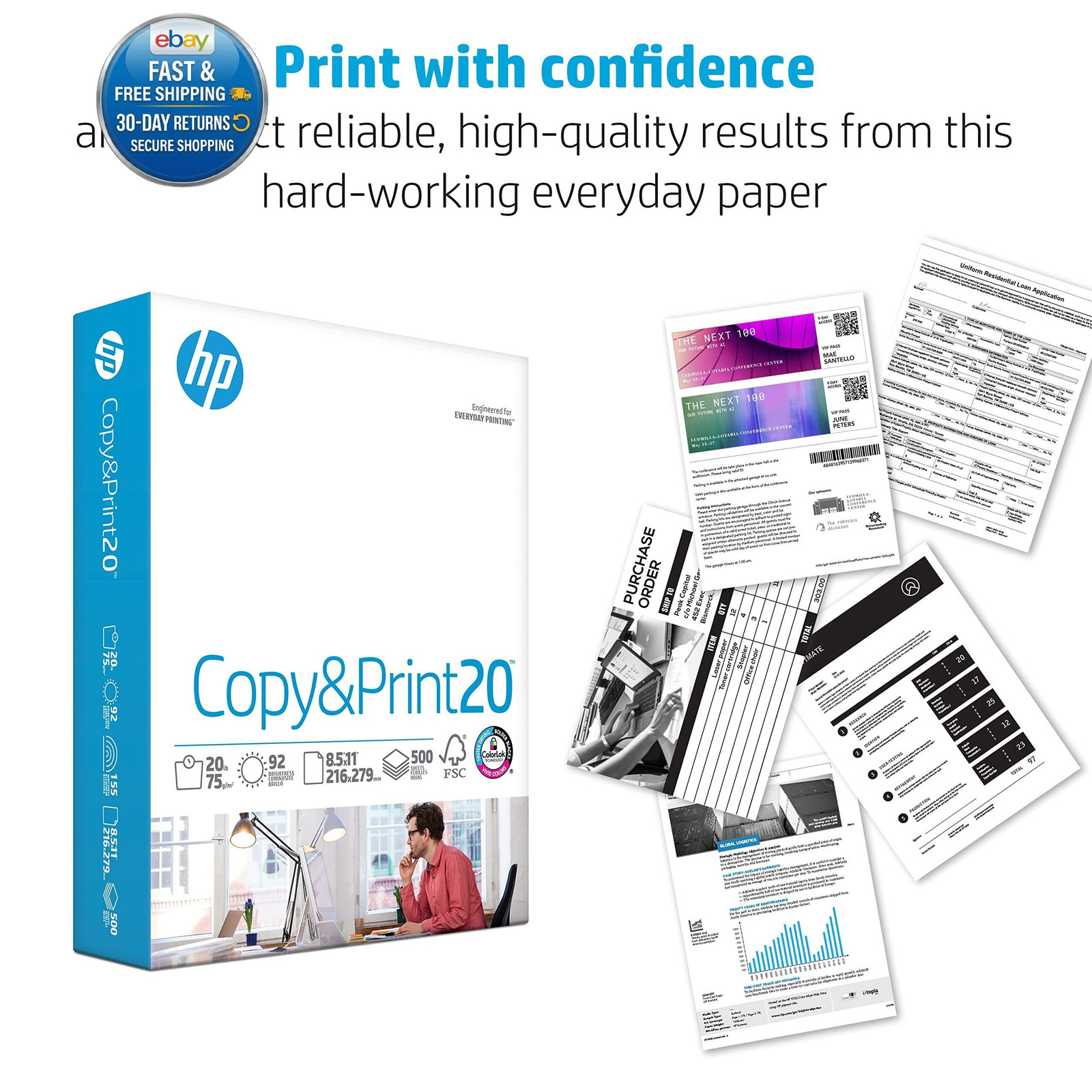 Printer Paper | 8.5 x 11 | Copy &Print 20 1 Pack | 500 Sheets, White