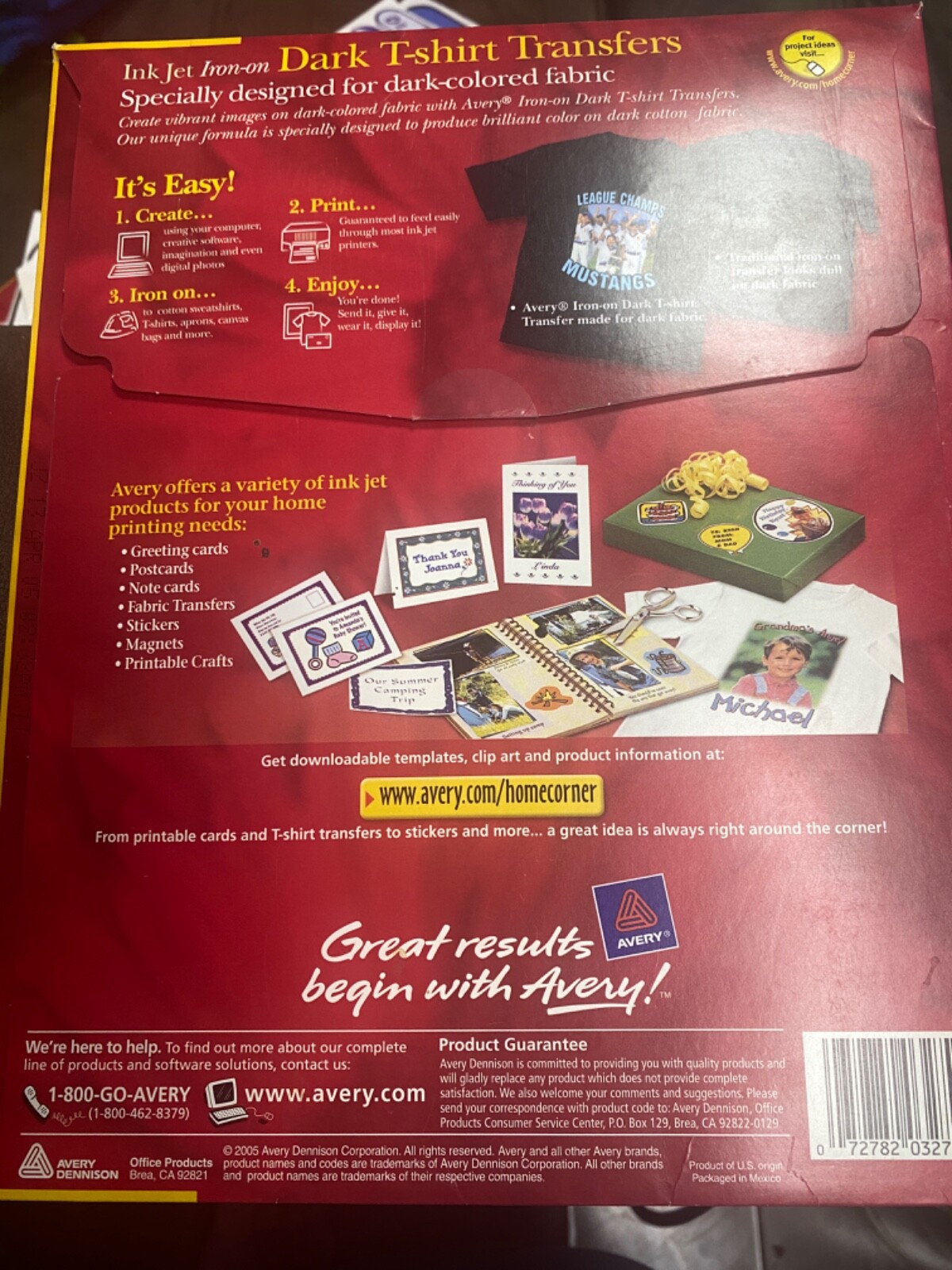 Avery Ink Jet Dark T-Shirt Transfers -8.5″x11 Sheets 3279 (OPEN BOX 3 SHEETS)