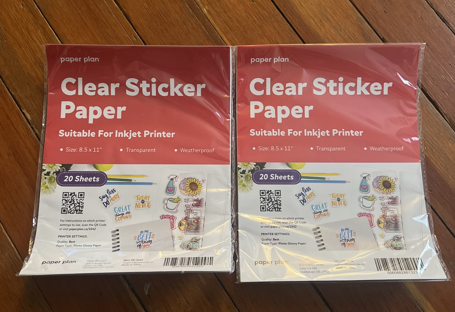 Lot 2 20 Sheet Packs Paper Plan clear sticker paper suitable for inkjet printer