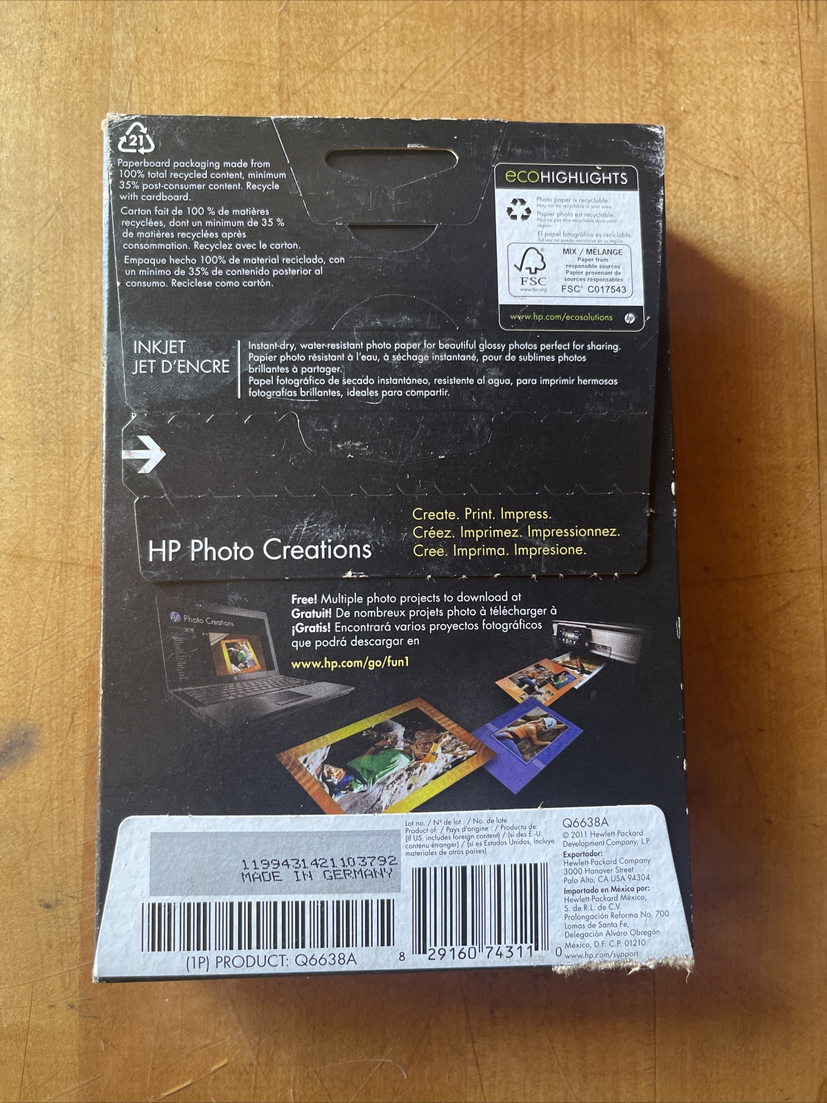 HP Advanced Photo Glossy Q6638A Paper 100 Sheets 4×6 66lb All InkJet Printers