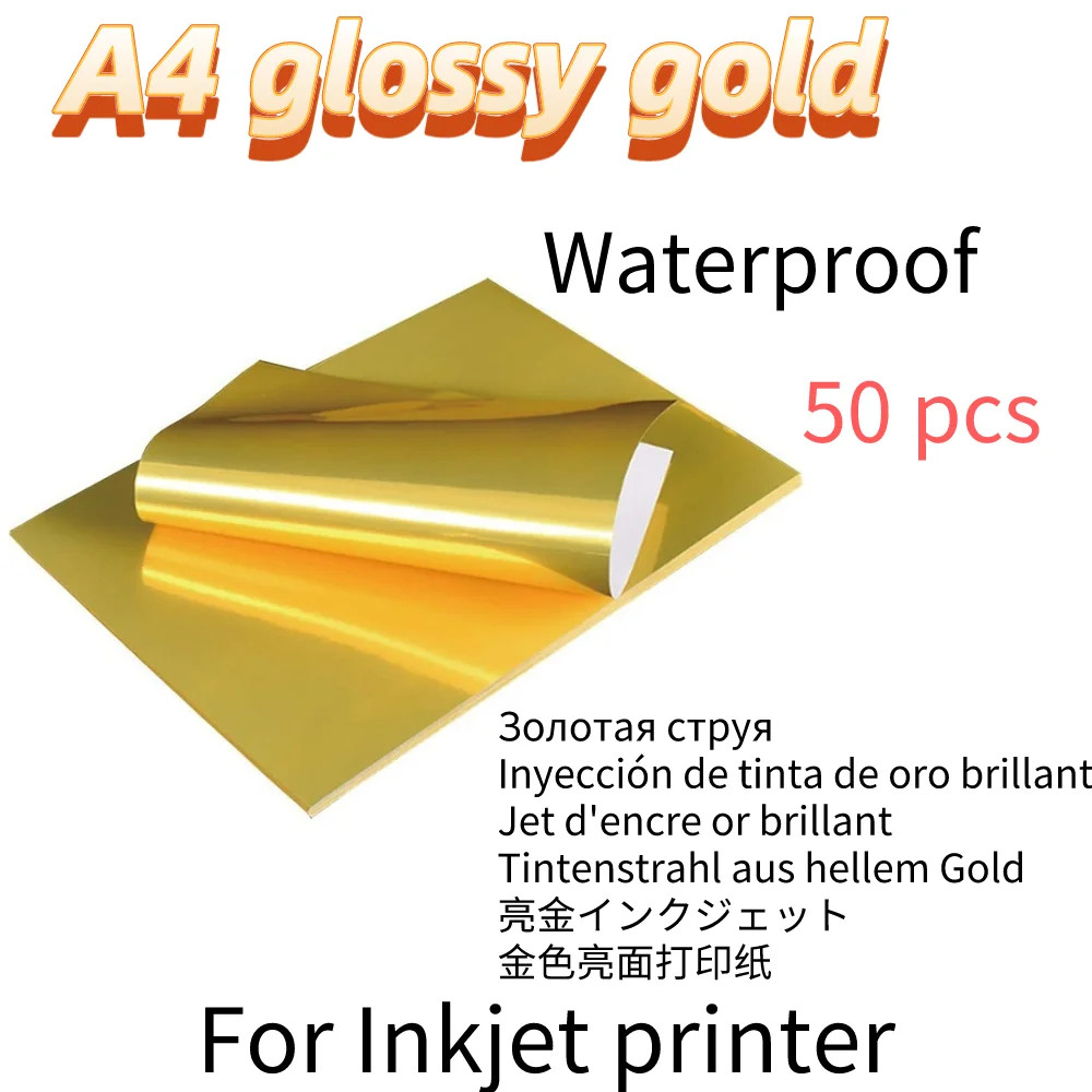 10/50pcs Waterproof sticker paper A4 Laser Inkjet Printer Paper White Glossy Tra