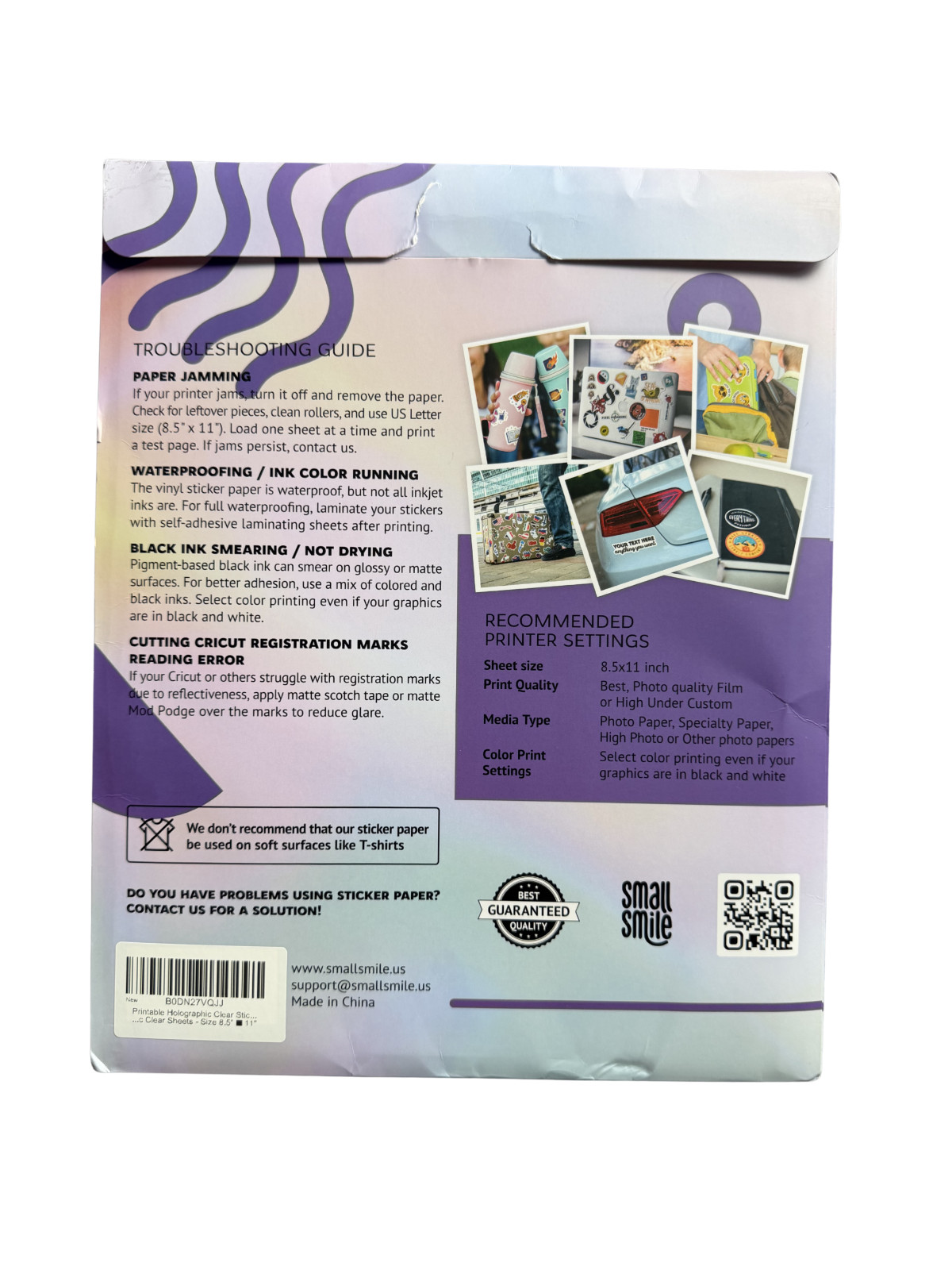 Holographic Clear Sticker Paper 8.5×11 Inkjet/Laser Printable 20 Sheets