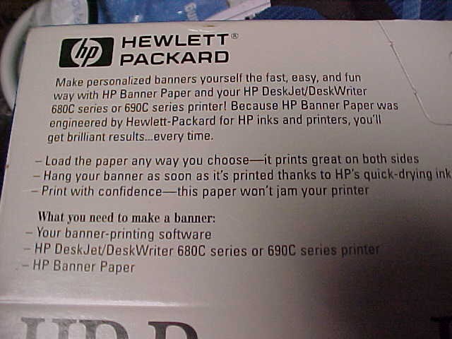 HP Banner Paper. New. Sealed