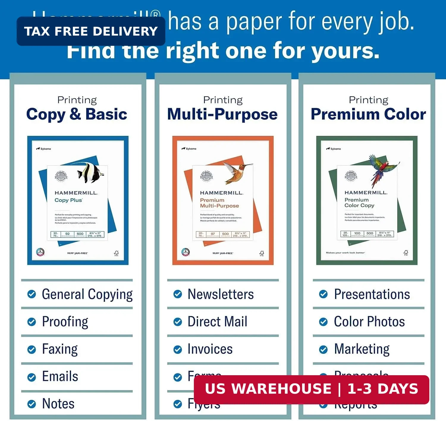 Hammermill Printer Paper, Premium Color 32 lb Copy Paper, 8.5 x 11-1 Ream (500 S