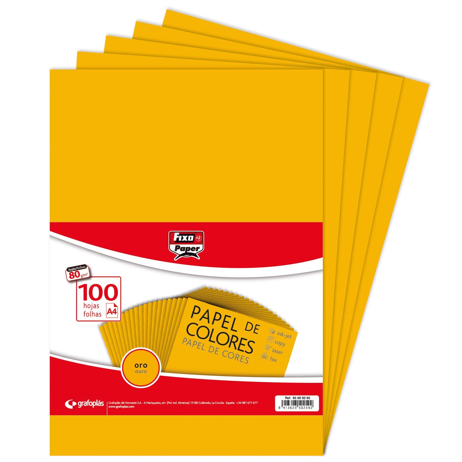 Paper 65009265 – Pack of 100 Sheets, 80g, Paper, Gold, A4