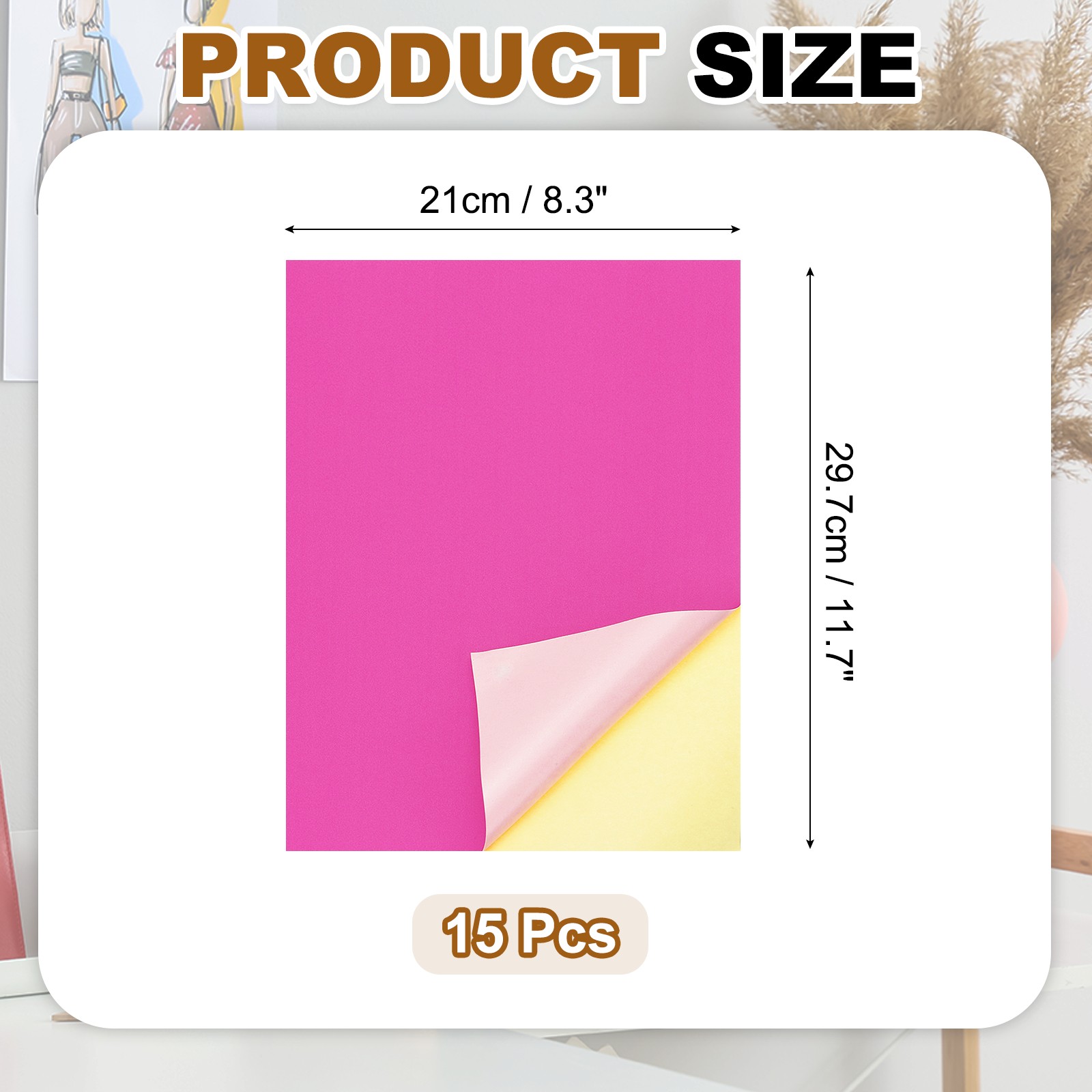 Printable Self Adhesive Paper for Printers, 15 Sheets Pink