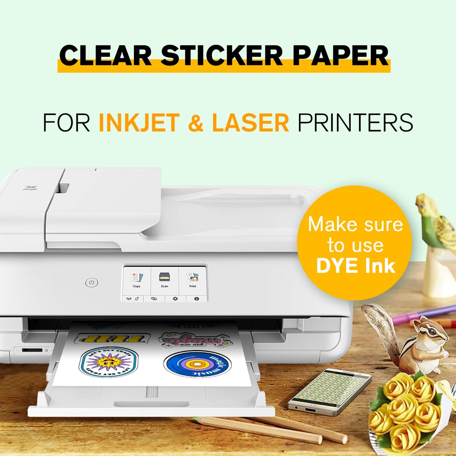 KIT Koala 100% Clear Sticker Paper for Inkjet + Self-Adhesive Laminating Sheets
