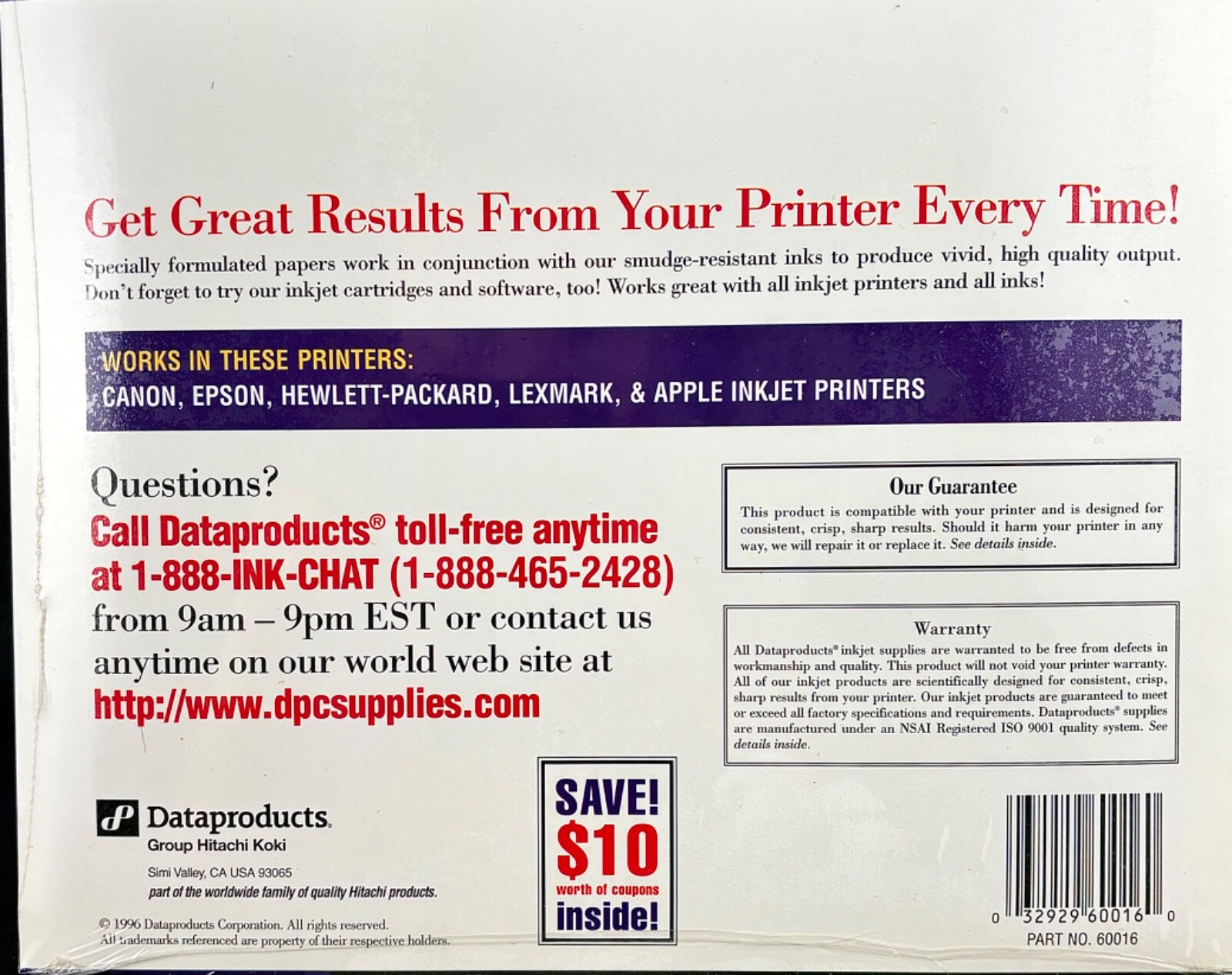 NOS DATAPRODUCTS T-SHIRT TRANSFERS FOR INKJET PRINTERS SEALED 10 SHEETS 8.5×12”?