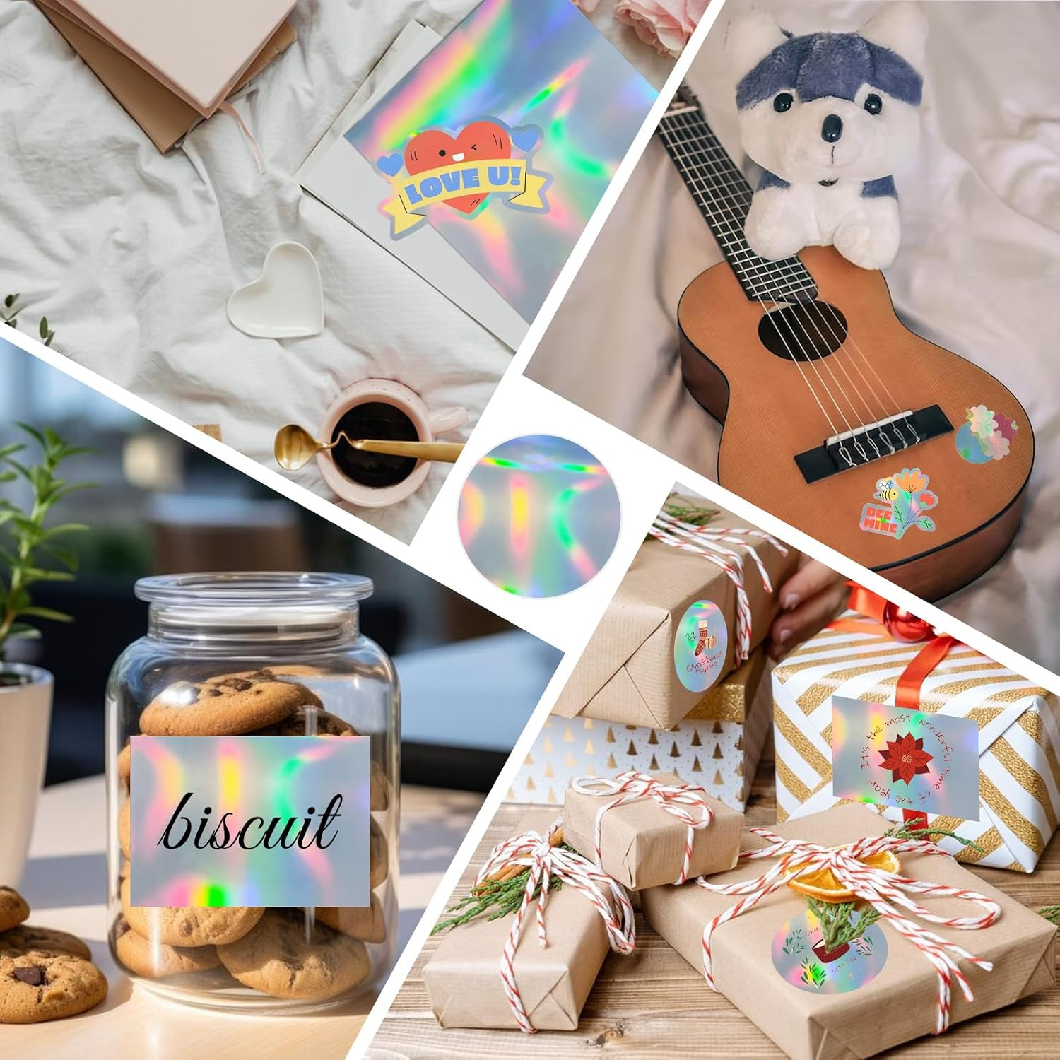 Printable Holographic Silver Sticker Paper, Laser & Inkjet Printable 8.5 x 11 In