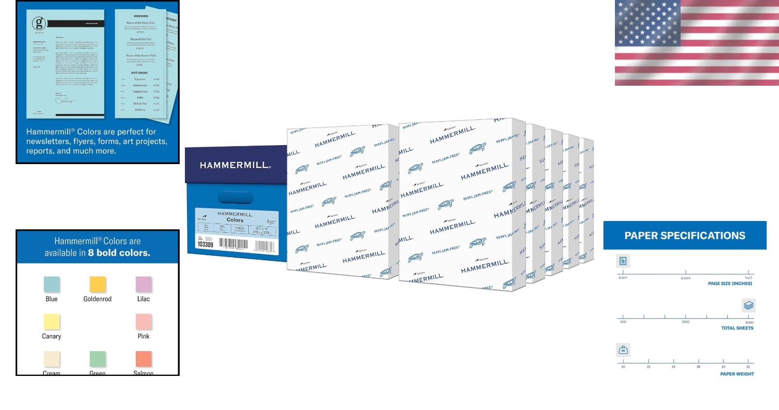 Blue Colored 20lb Paper 8.5 x 11 – 5000 Sheets