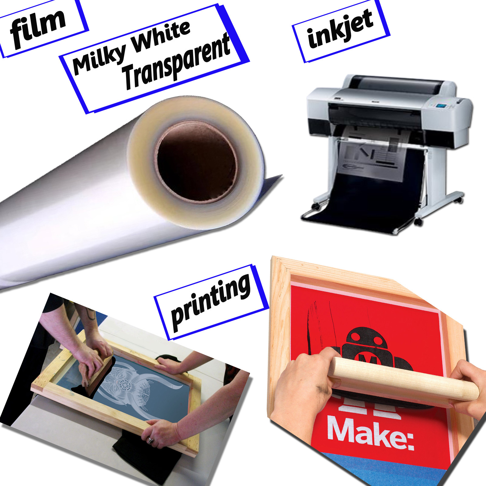 4 rolls，Waterproof 17″x100ft Inkjet Silk Screen Printing Milky Transparency Film