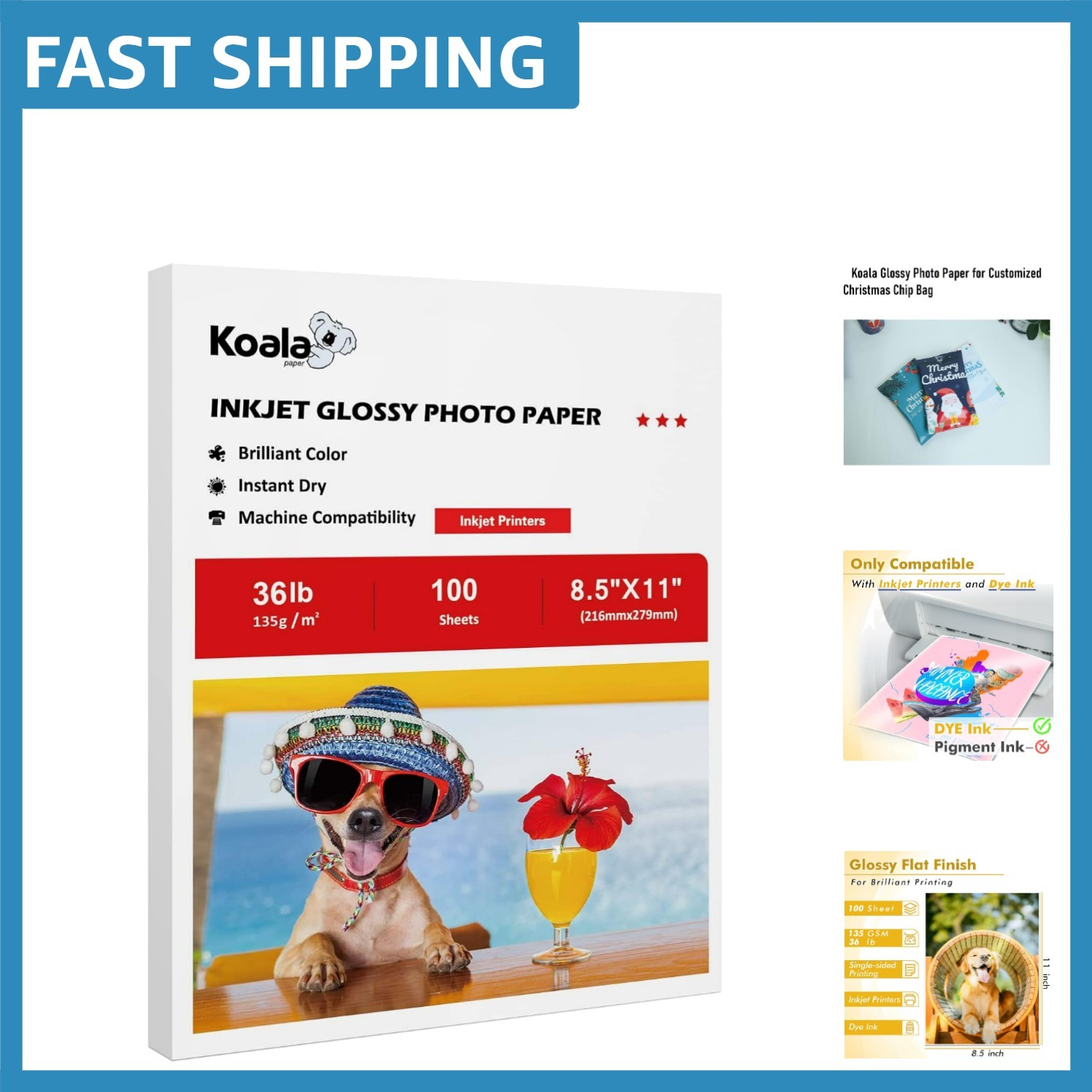 Koala 8.5”x11” Glossy Printer Paper, 100 Sheets – Ideal for Stunning Graphics