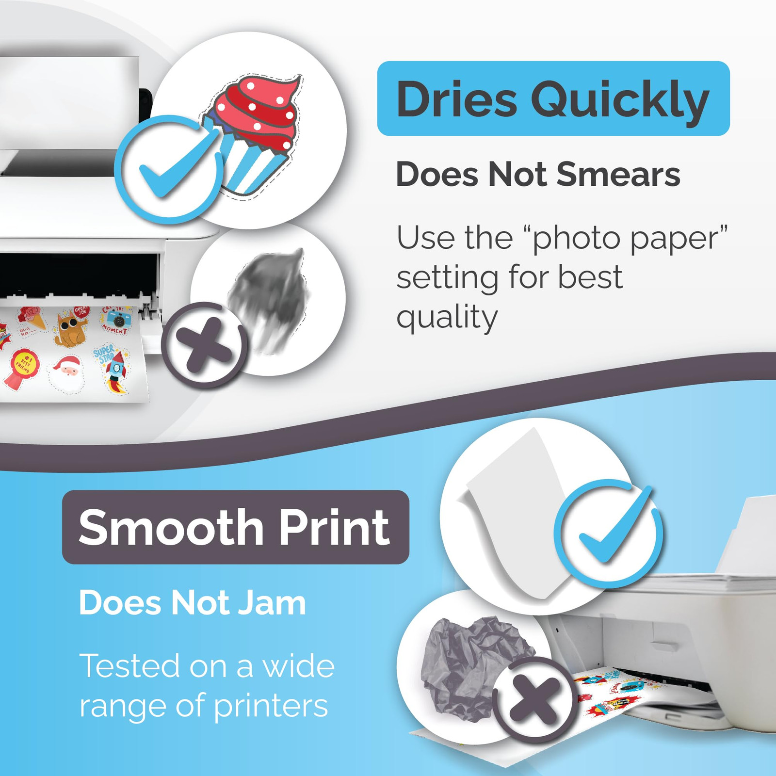 Premium Printable Vinyl Sticker Paper for Inkjet & Laser Printer – 32 Sheets …