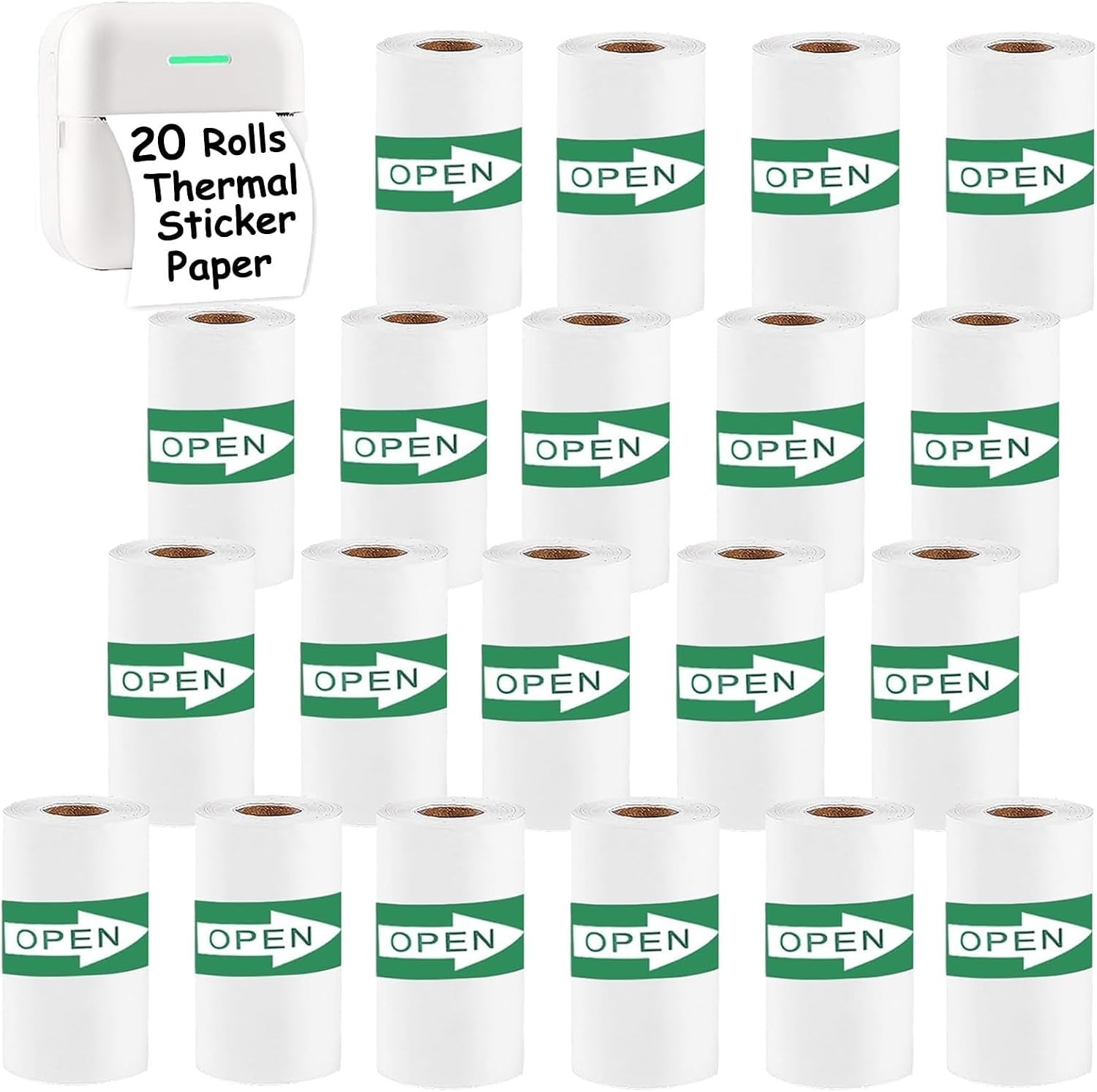 20 Rolls Self-Adhesive Sticker Thermal Paper for Sticker Printer, 57x25mm | C…