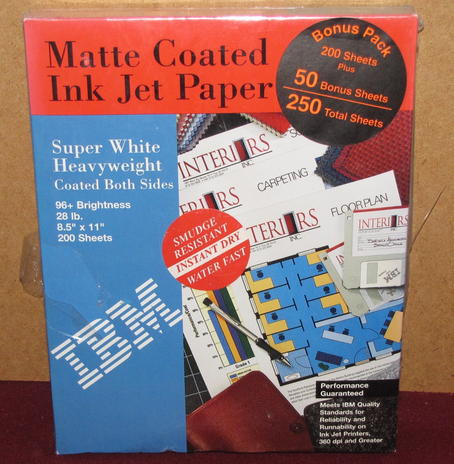 IBM Matte Coated Inkjet Paper Super White 28 ib. 96+ Brightness 250 Sheets