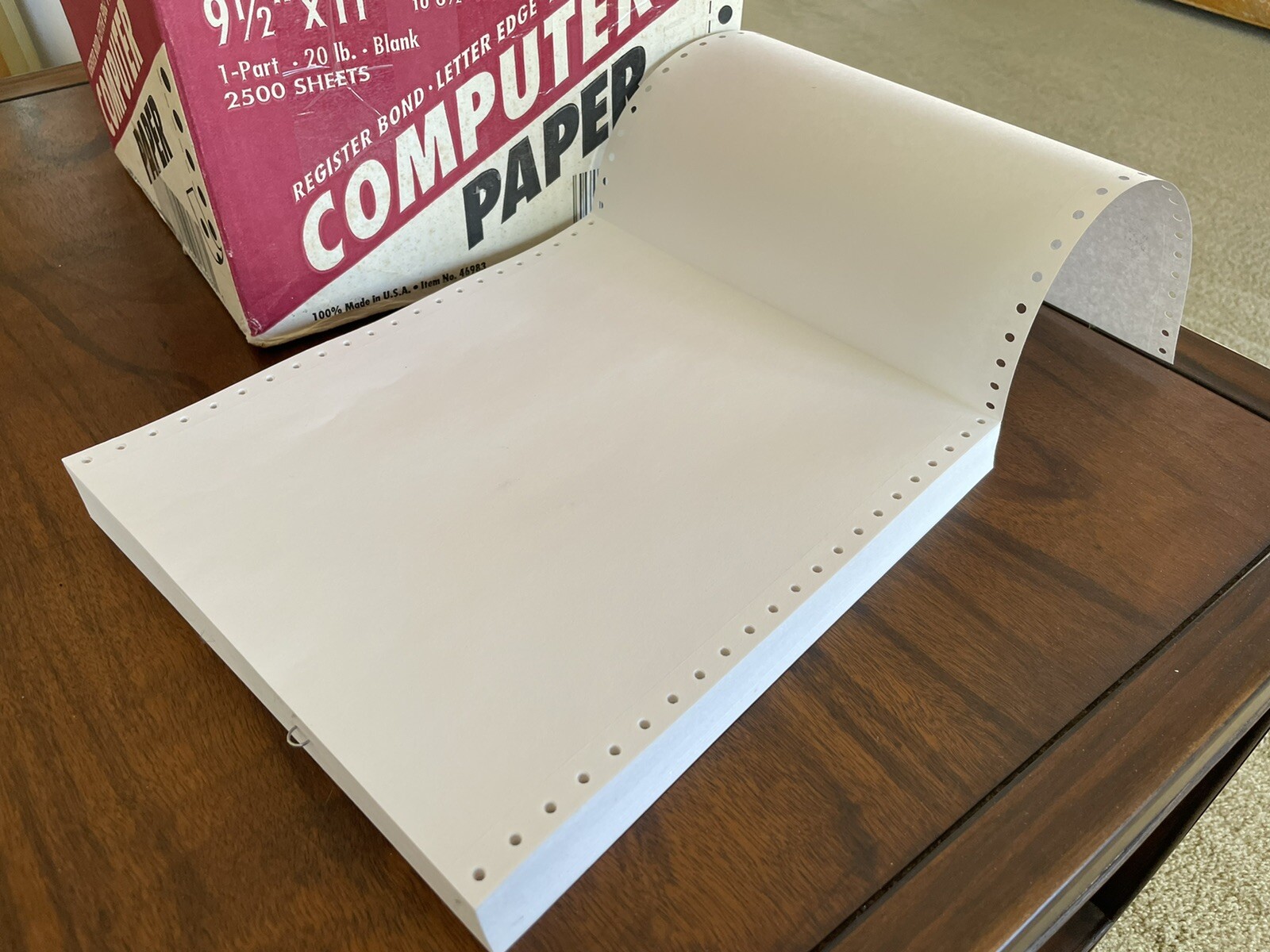 200 Sheets Continuous Fan-Fold Dot Matrix Tractor Feed Printer Paper 9.5×11 inch