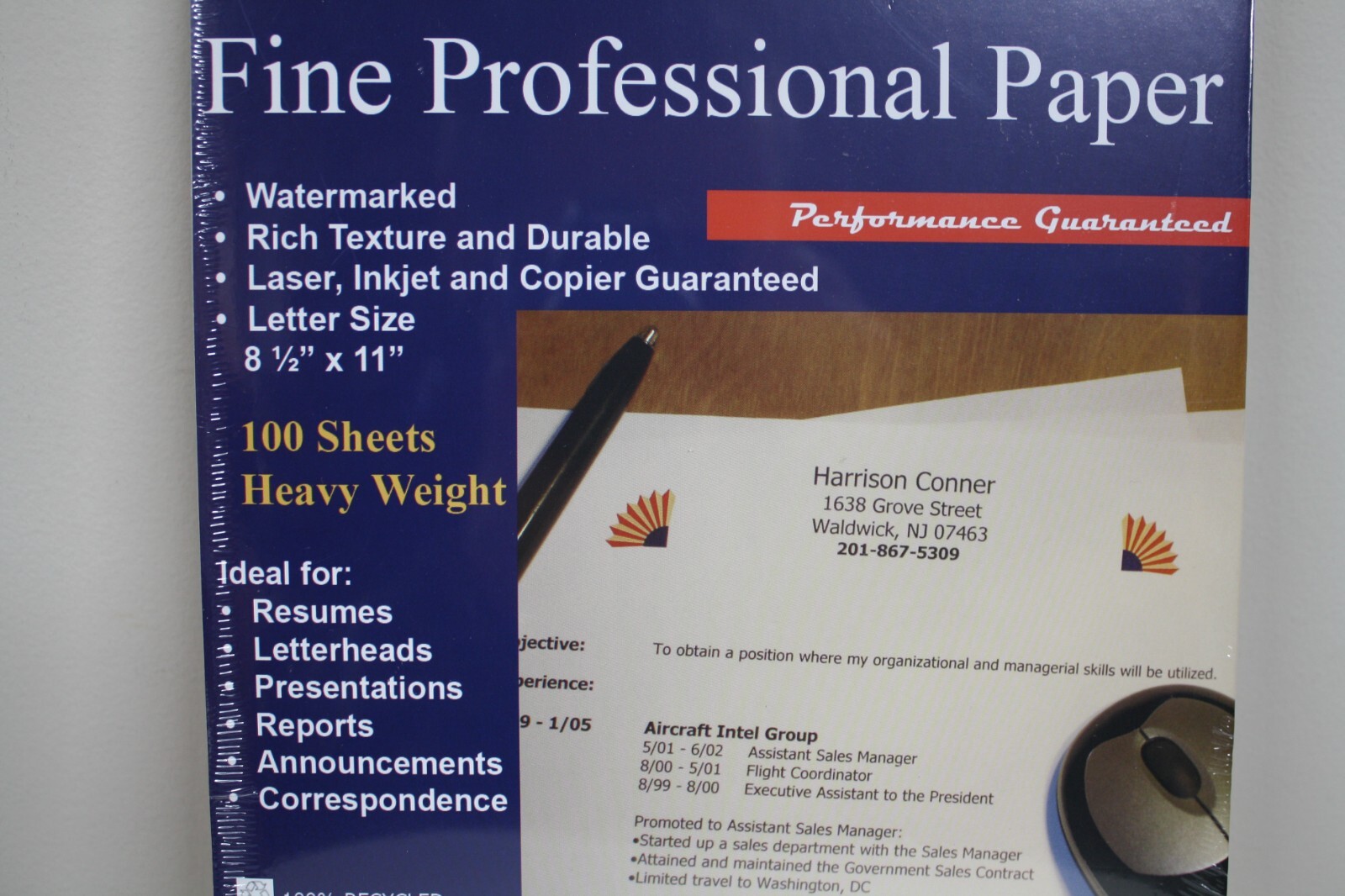Buckingham Series White Fine Professional Resume Paper 25% Cotton 100 Sheets