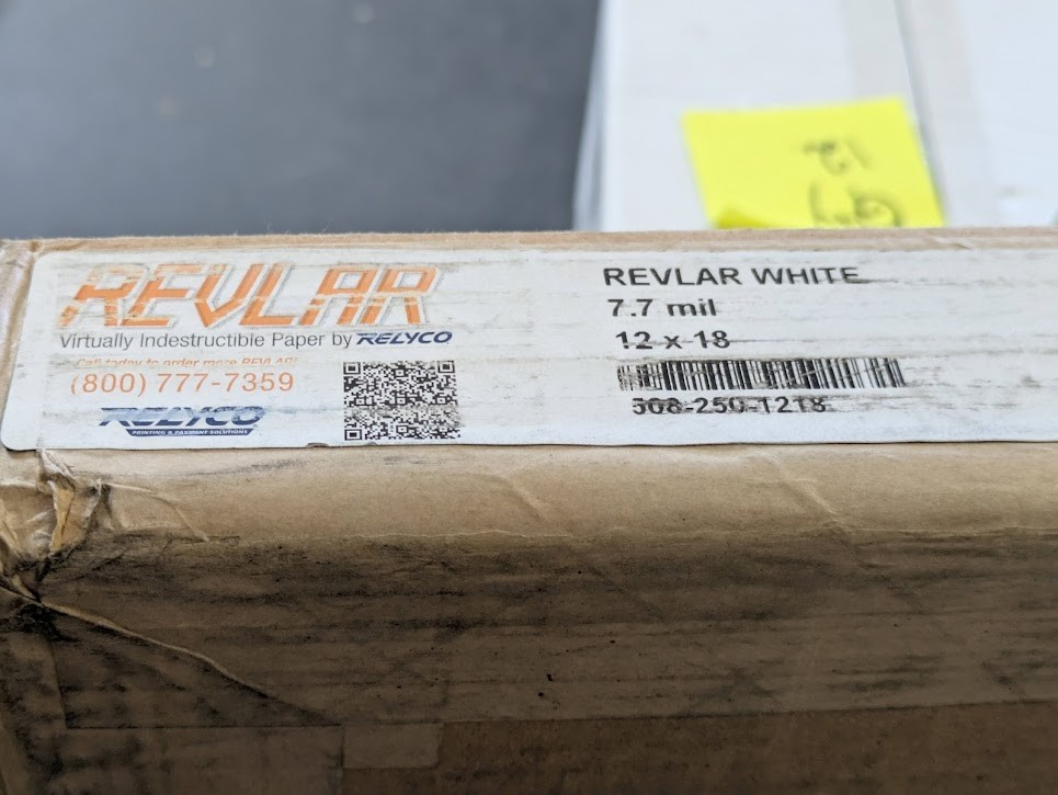 Revlar 250 Sheets 12″ x 18″ 7.7 mil Premium Waterproof Synthetic White Paper