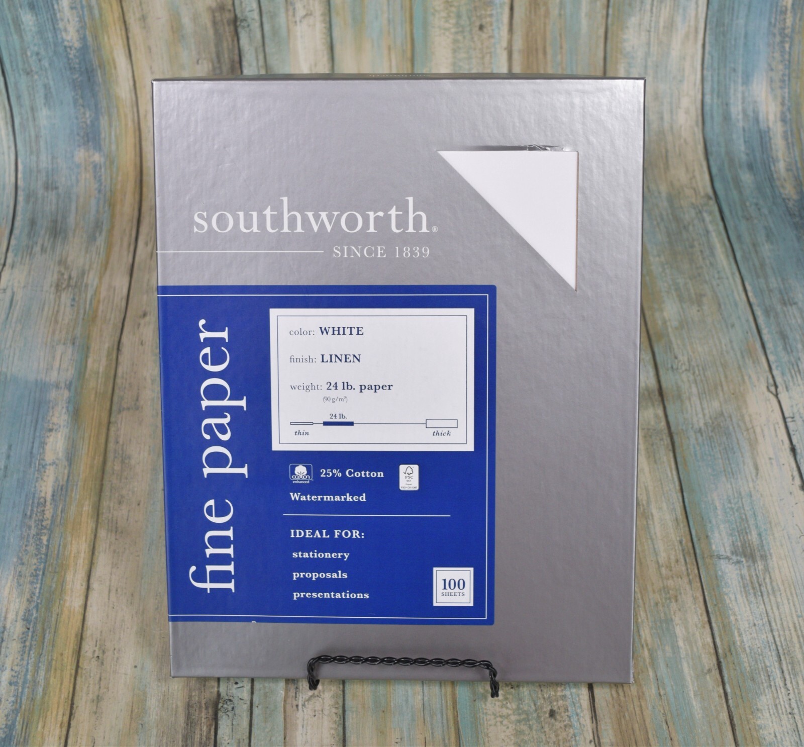 Southworth Fine Business Paper White Linin 100 Sheet 24lb Watermarked 25% Cotton