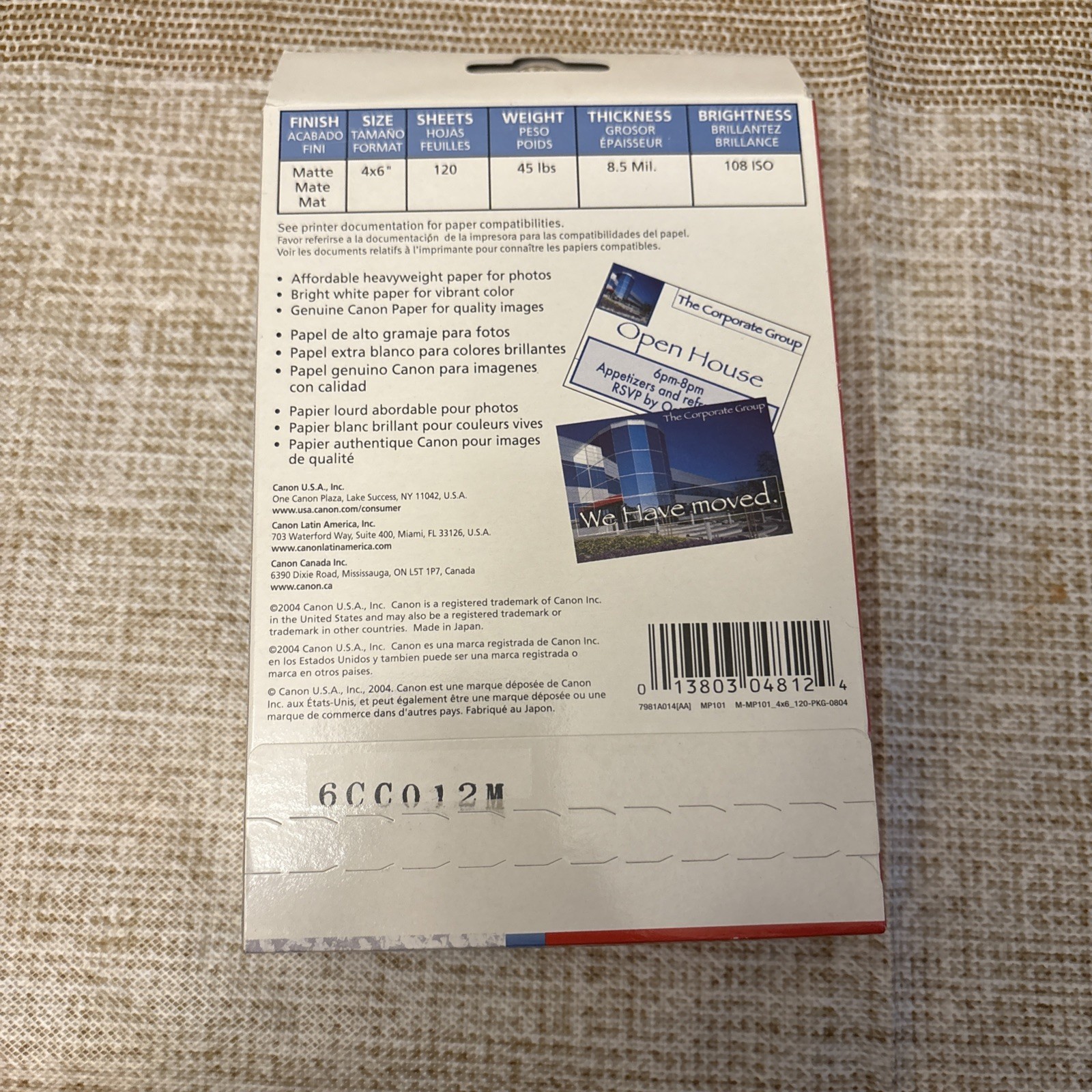Canon Photo Paper 4×6″ 120 Sheets matte