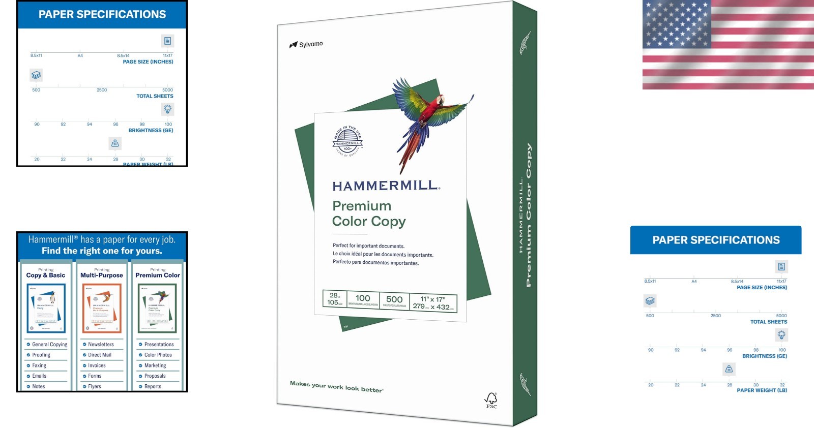Reliable 28 lb Color Paper, 11×17 – 100 Bright, Jam-Free – 500 Sheets