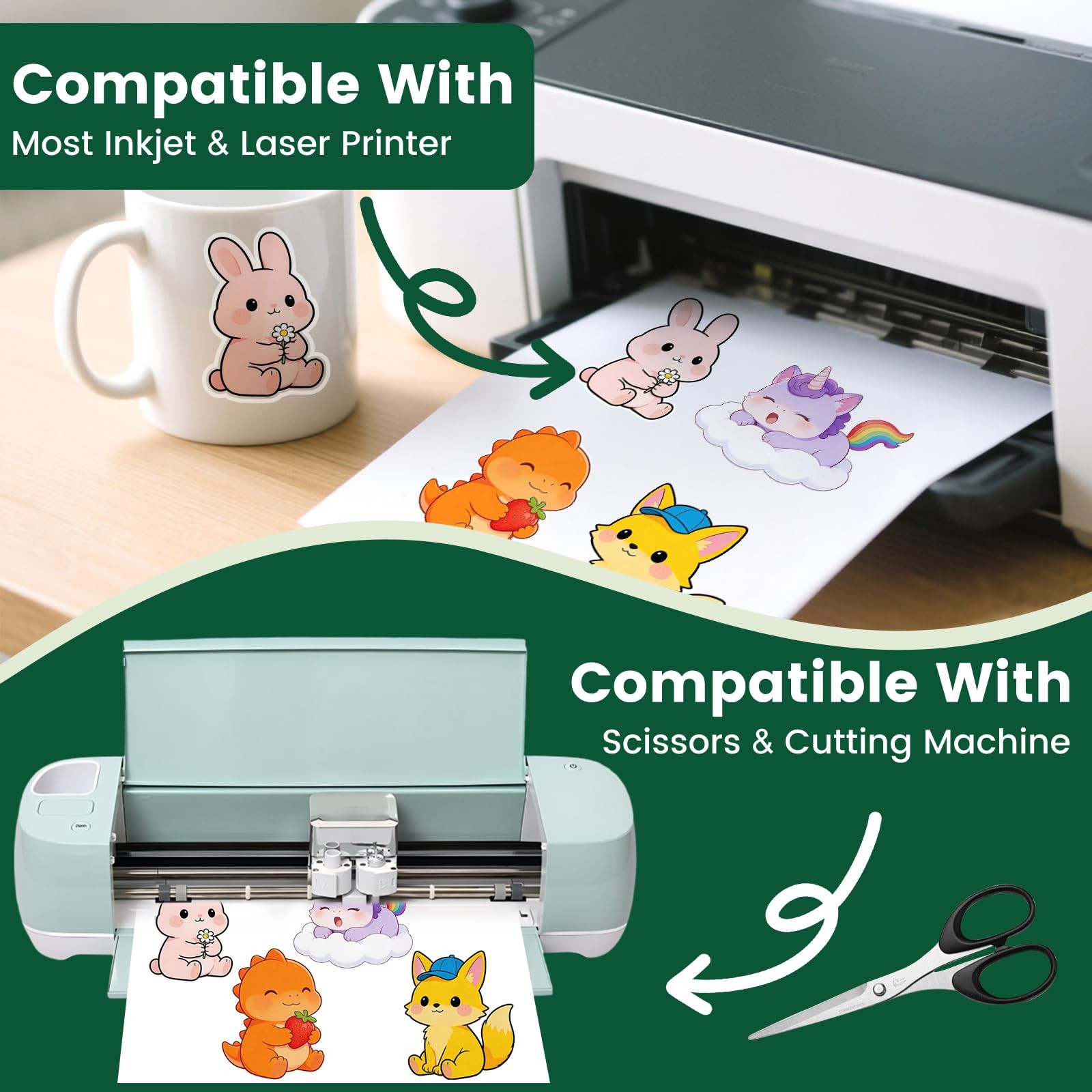 40 Sheets Matte Sticker Paper, 8.5in x 11in Sticker Paper for Inkjet & Laser …