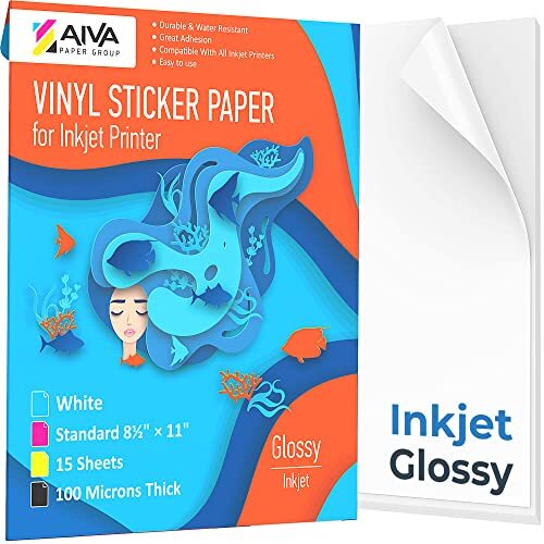 Limia’s Care Printable Vinyl Sticker Paper for Inkjet Printer – Glossy White …