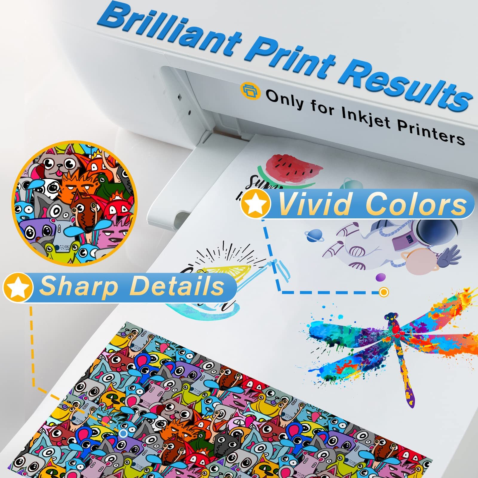 Koala 25 Sheets Waterslide Decal Paper Inkjet Printer – WHITE 8.5×11 Inch Wat…