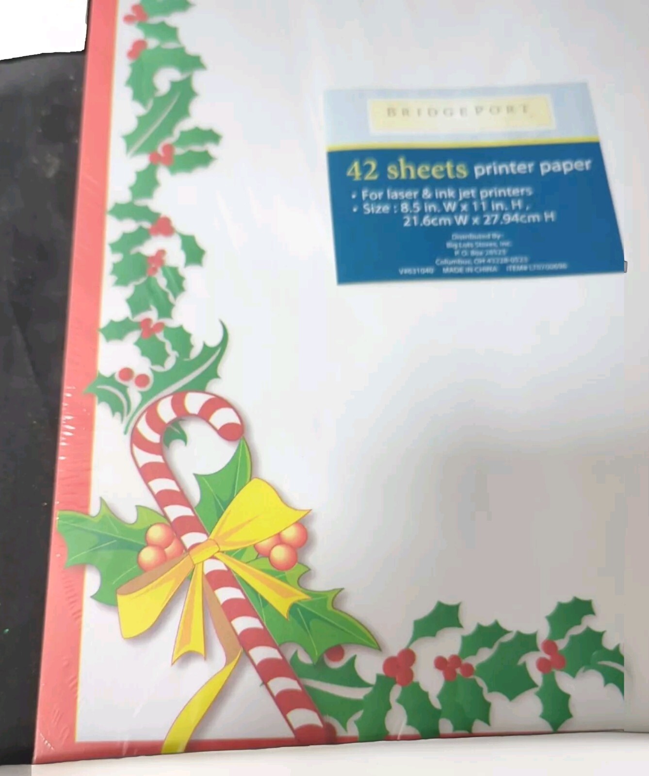 One Pkg Bridgeport Holly&Ivy Border Candy Cane Christmas Computer Paper