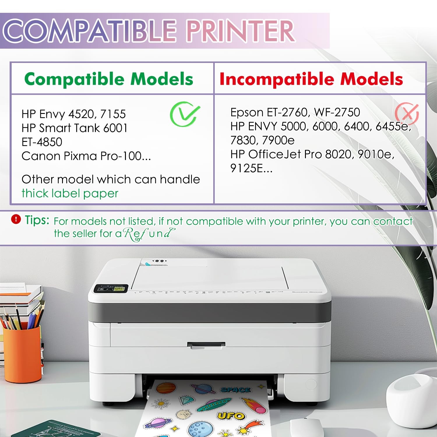 Koala Printable Vinyl Sticker Paper for Inkjet Printer – 50 Sheets White Glos…