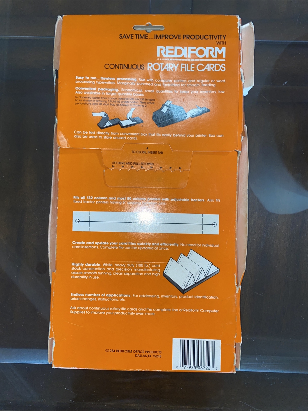 Vintage 1984 RediForm 250 Continuous Index Cards 3in.x6-1/2in.