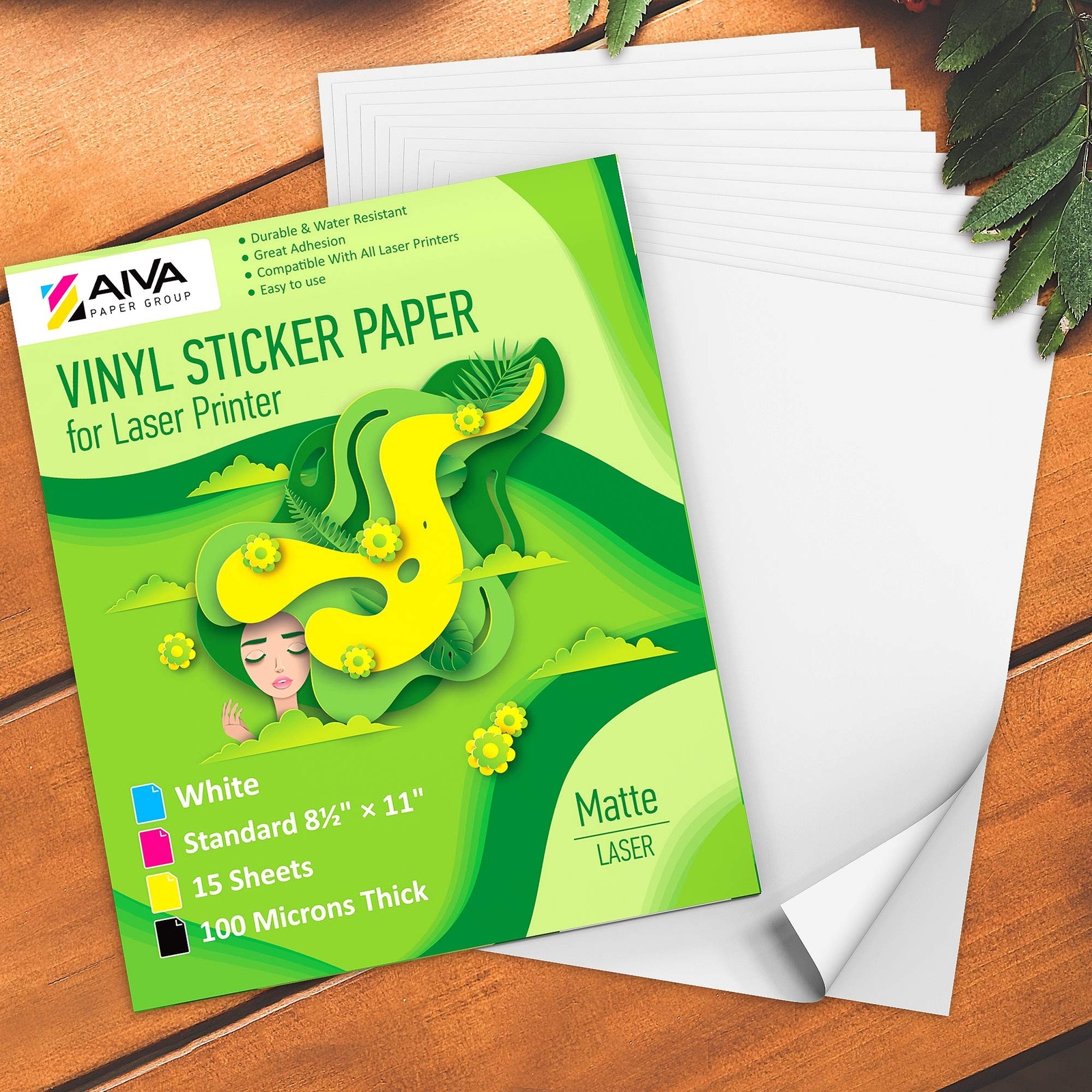 Printable Vinyl Sticker Paper for Laser Printer – Matte White – 15 Self-Adhes…