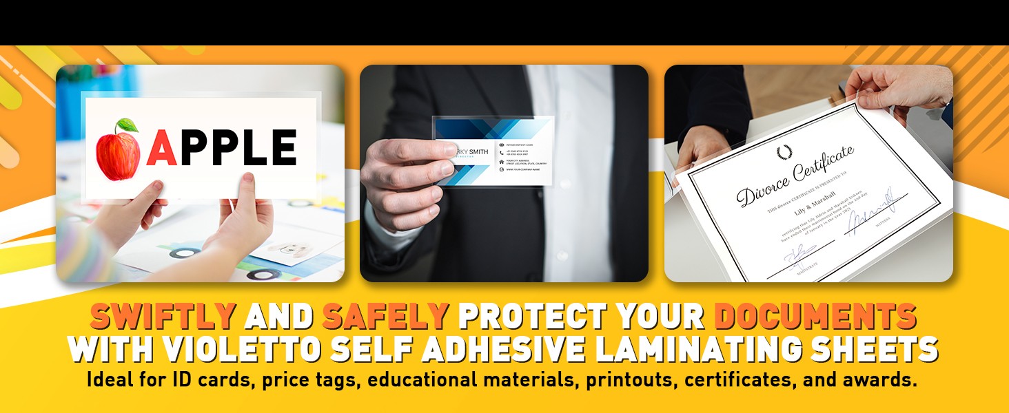 Self Stick Laminating Sheets 8.7 x 12.2 Inches, 4mil, Pack of 20, No Heat, No