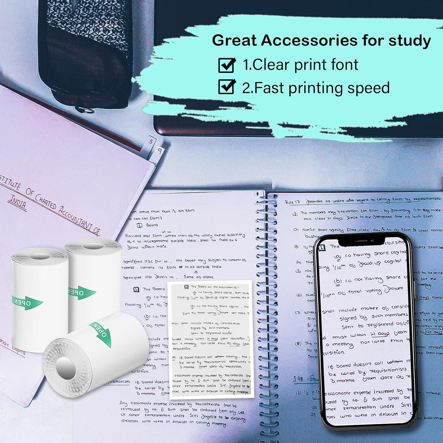 10 Rolls Sticker Paper, Self-Adhesive Thermal HD Photo Paper, Mini Pocket Printe