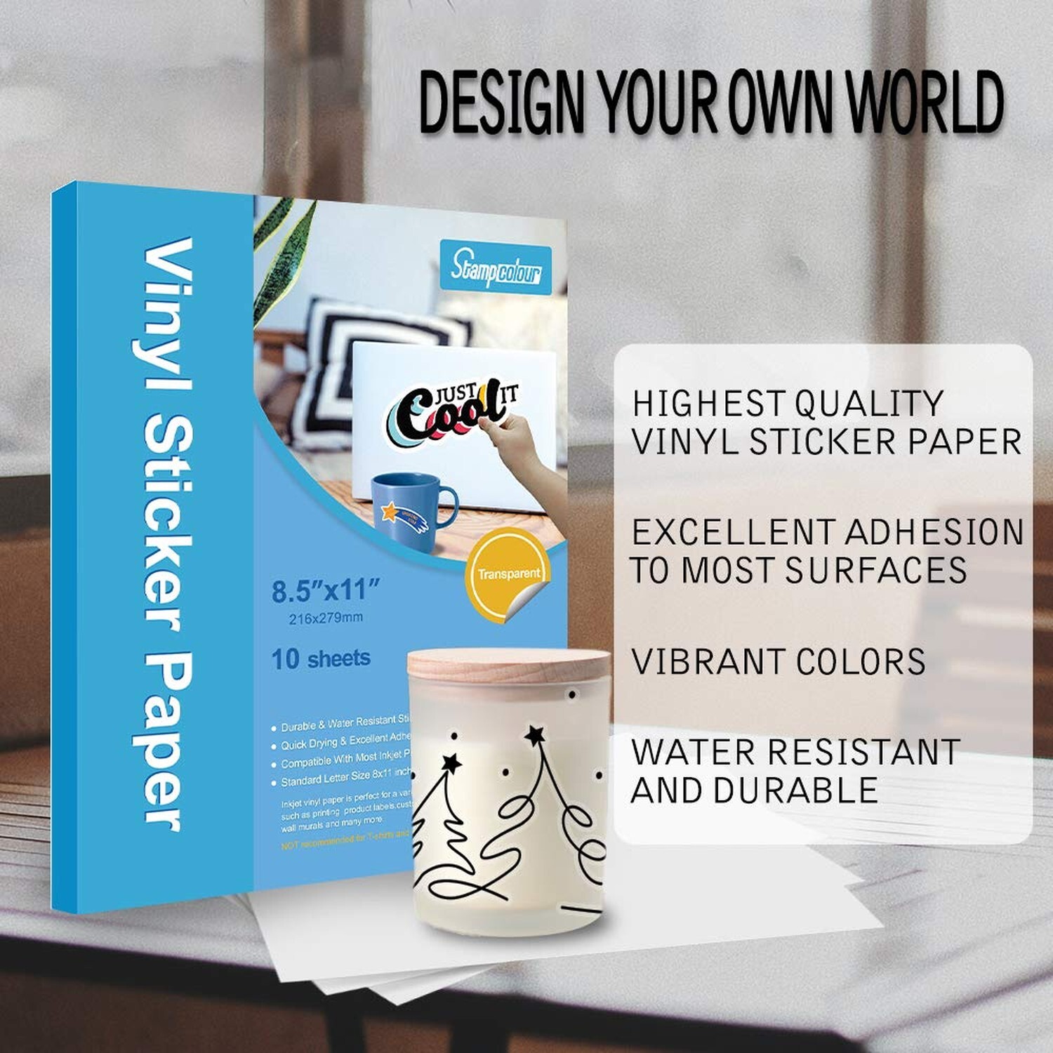 Premium Printable Vinyl Sticker Paper,Transparent 50 Clear Self-Adhesive Shee…