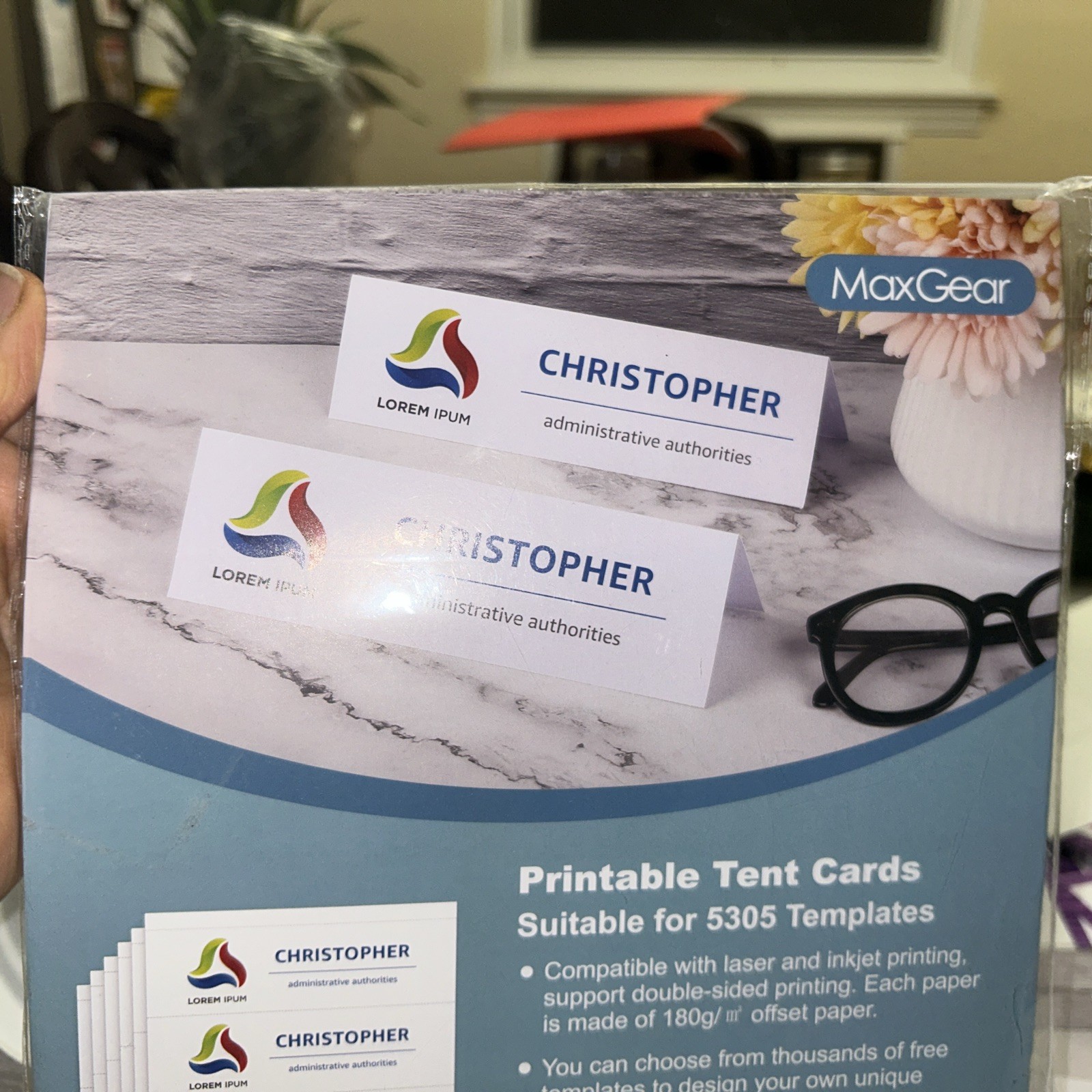 2 X MaxGear Printable Tent 80 Card 2.5” X 8.5” 40 Sheets Matte White Temp. 5305